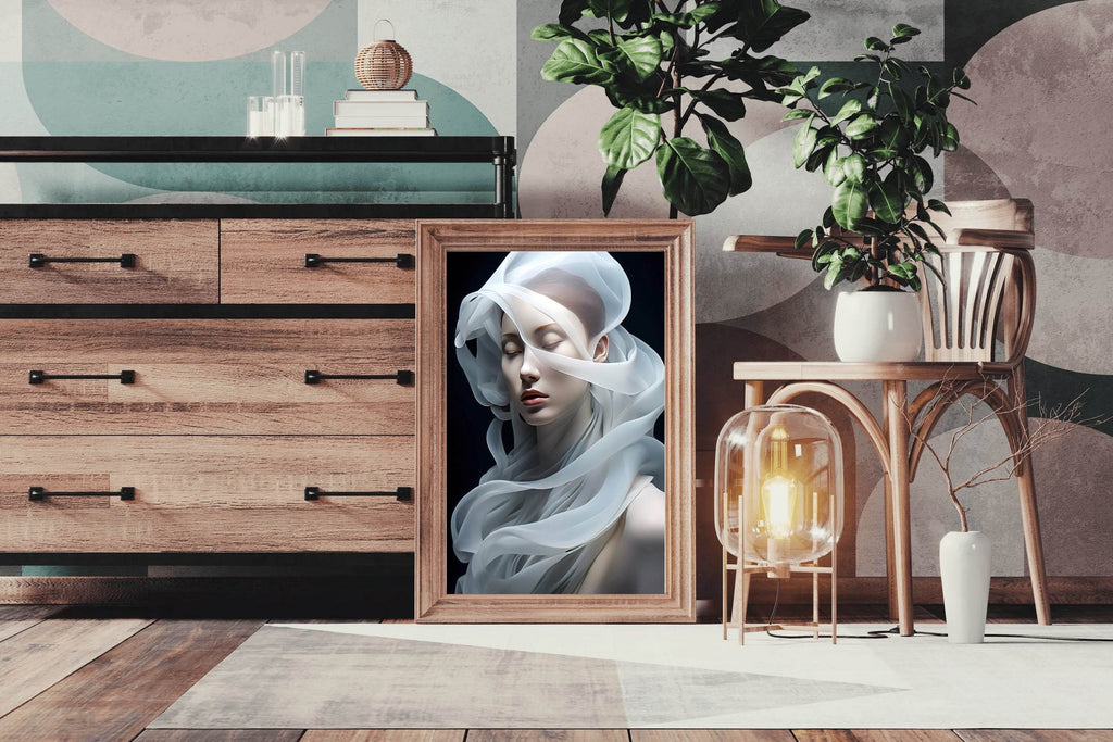 A Silk Scarf On The Head Of A Beautiful Woman - beink online art store