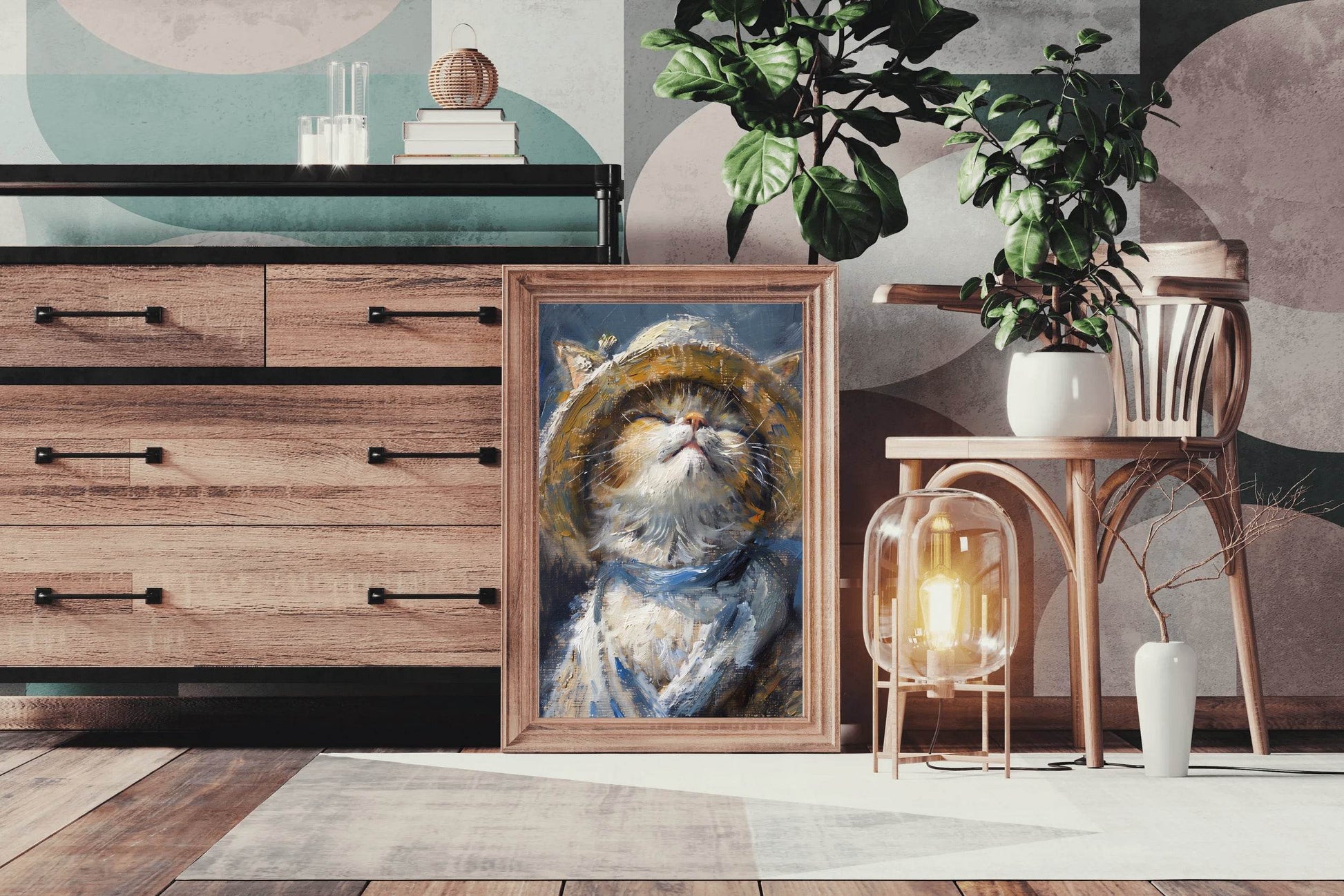 Hand Painted Portrait of Persian Cat Wall Art - beink online art store
