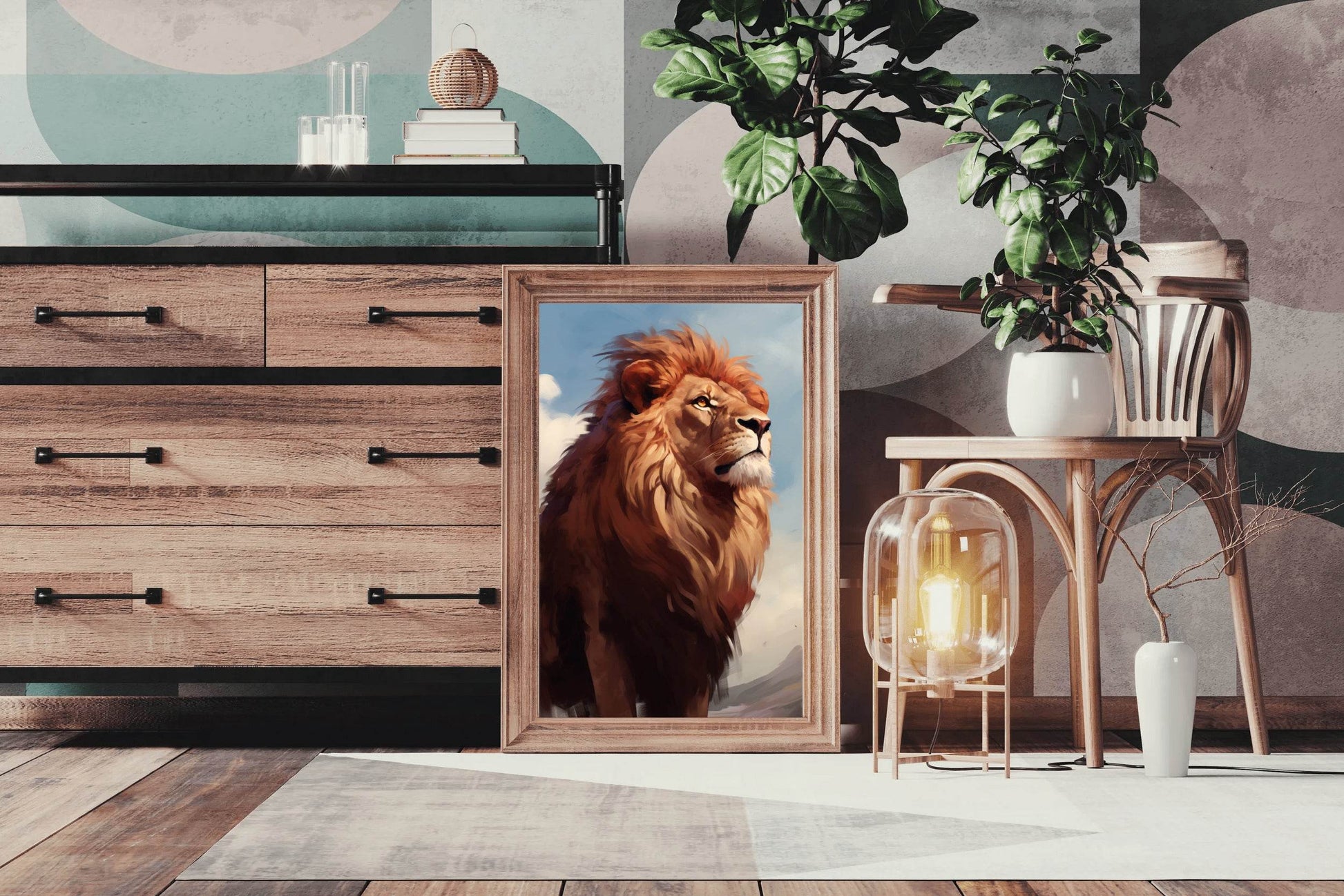 Watercolor Painting of a Lion Wall Art - beink online art store