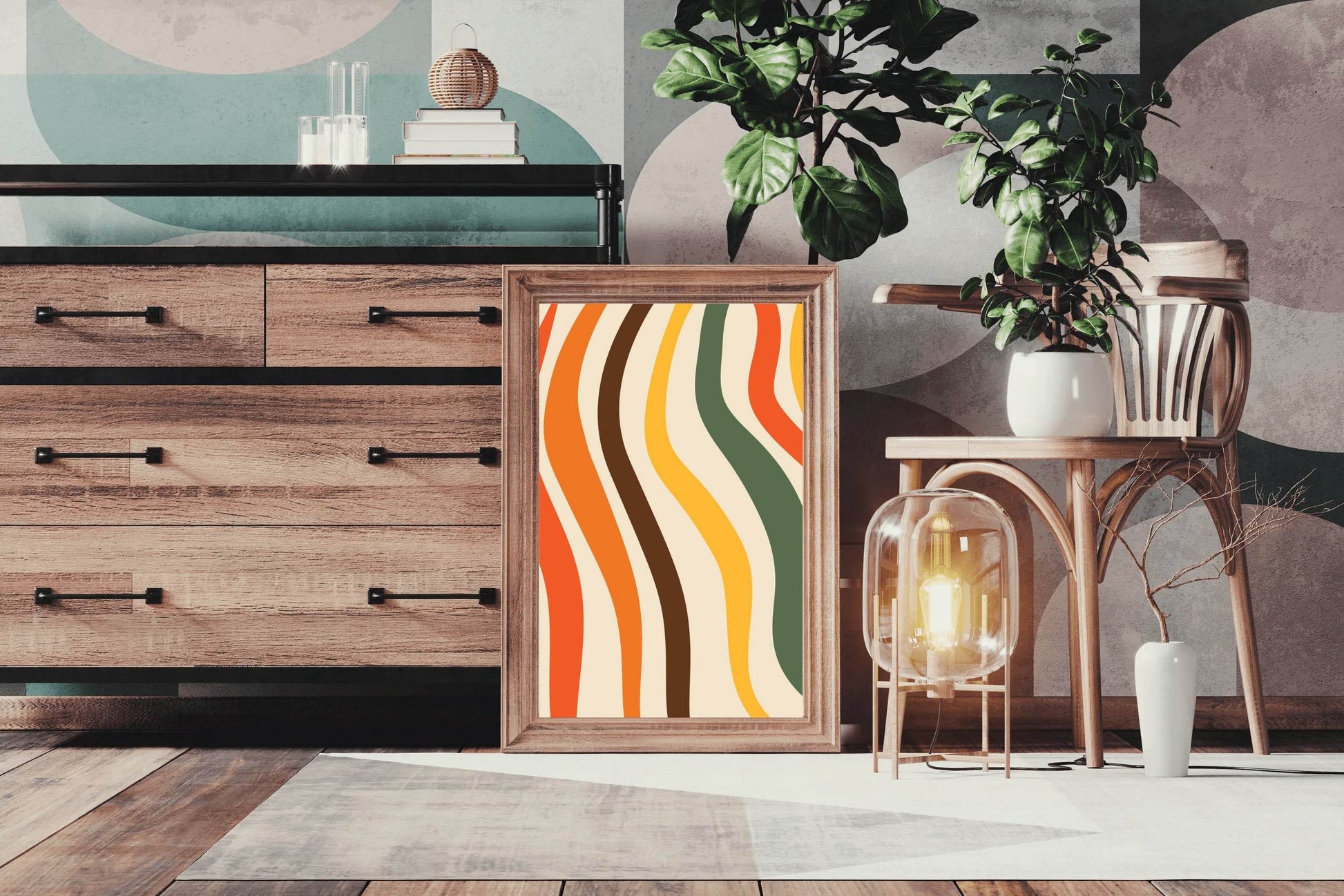 Painting Colored Wavy Lines Wall Art - beink online art store