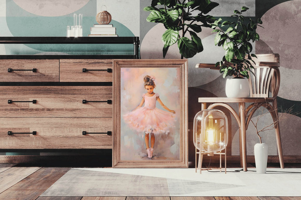 Watercolor Brushed illustration of Girl in Pink Dress - beink online art store
