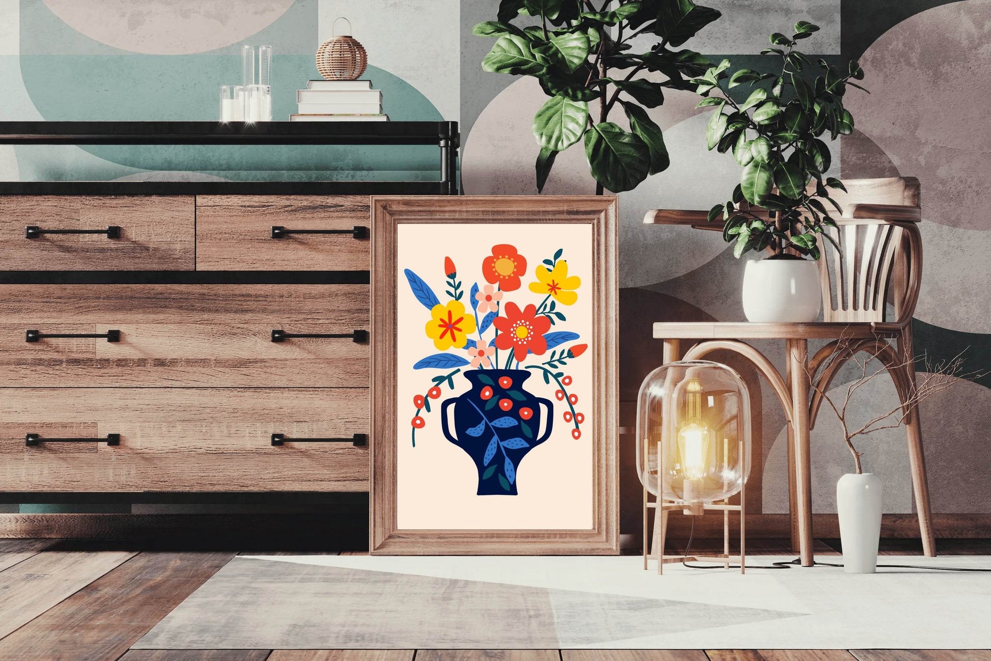 Painting Of a Clay Pot With Summer Flowers Art - beink online art store