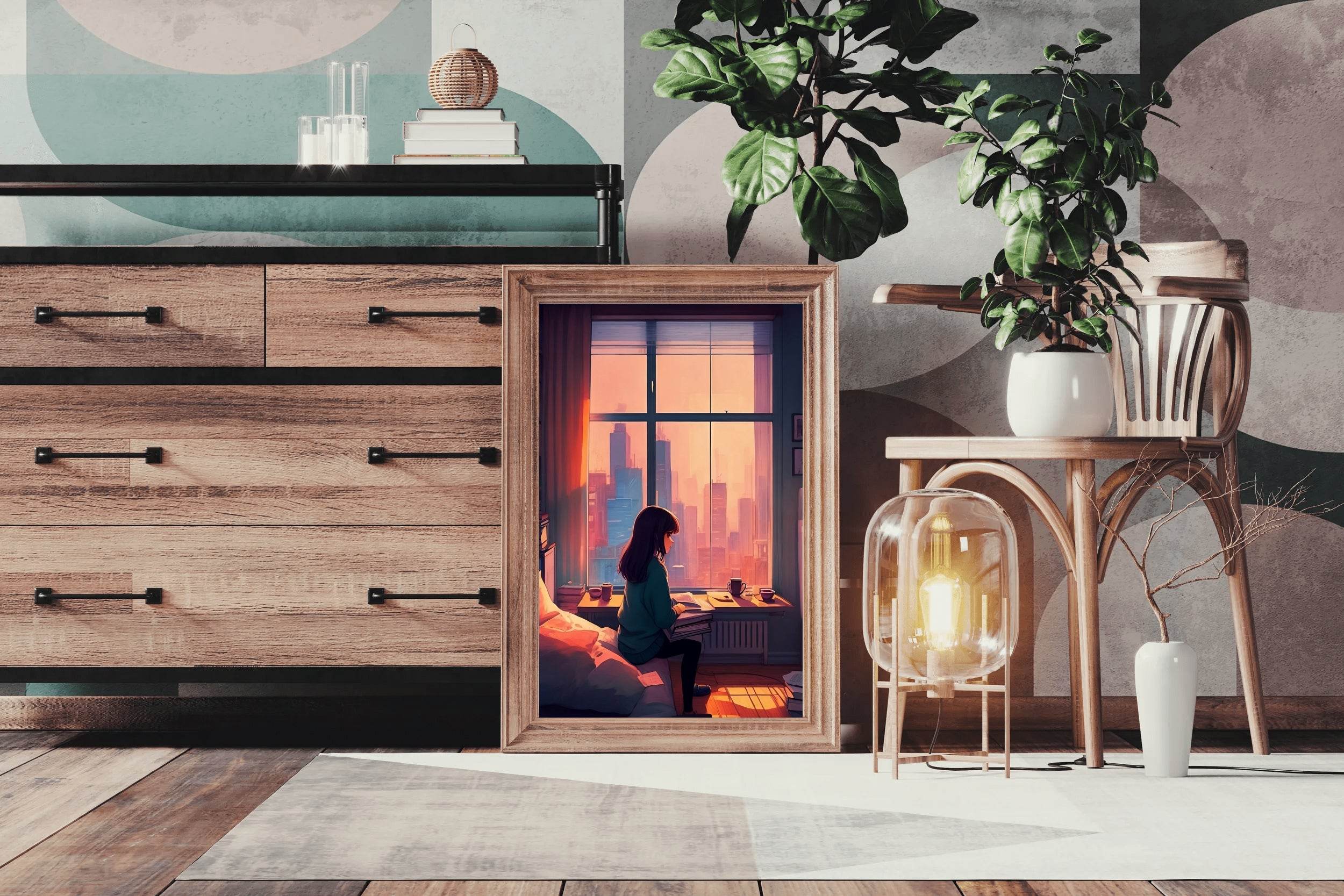 Lofi Girl in Room Anime Wall Art - beink online art store