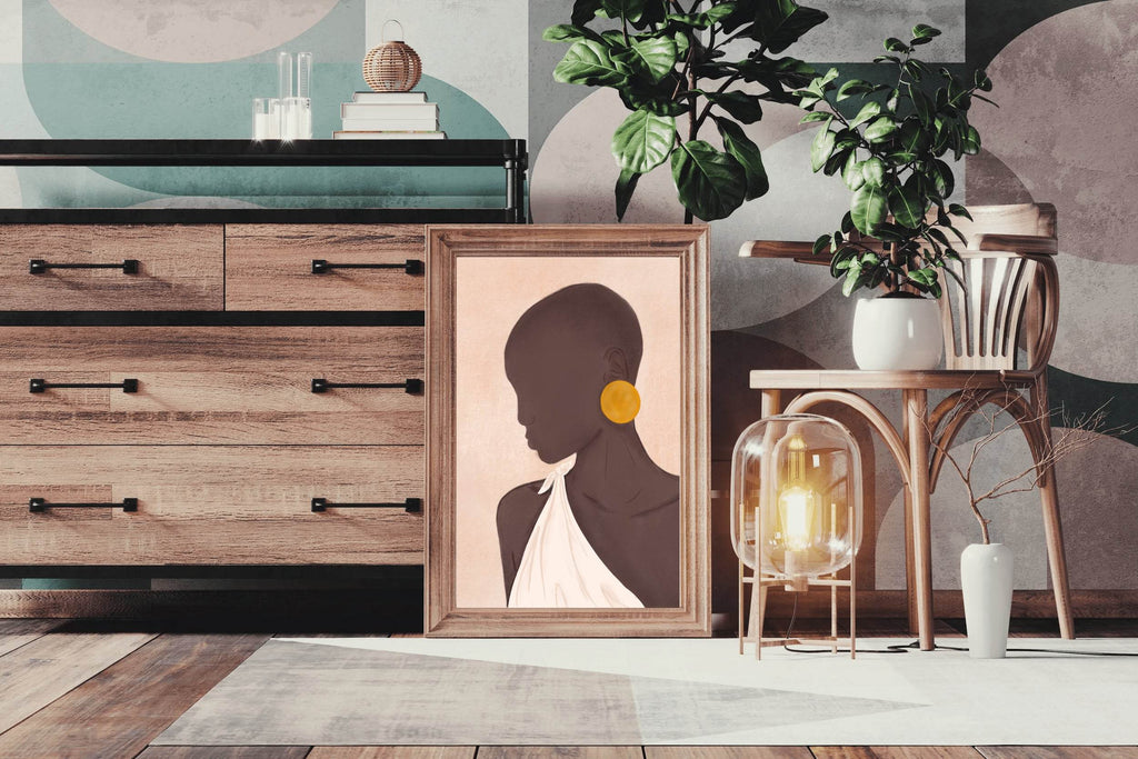 Portrait of A Black Woman With Earrings Wall Art - beink online art store