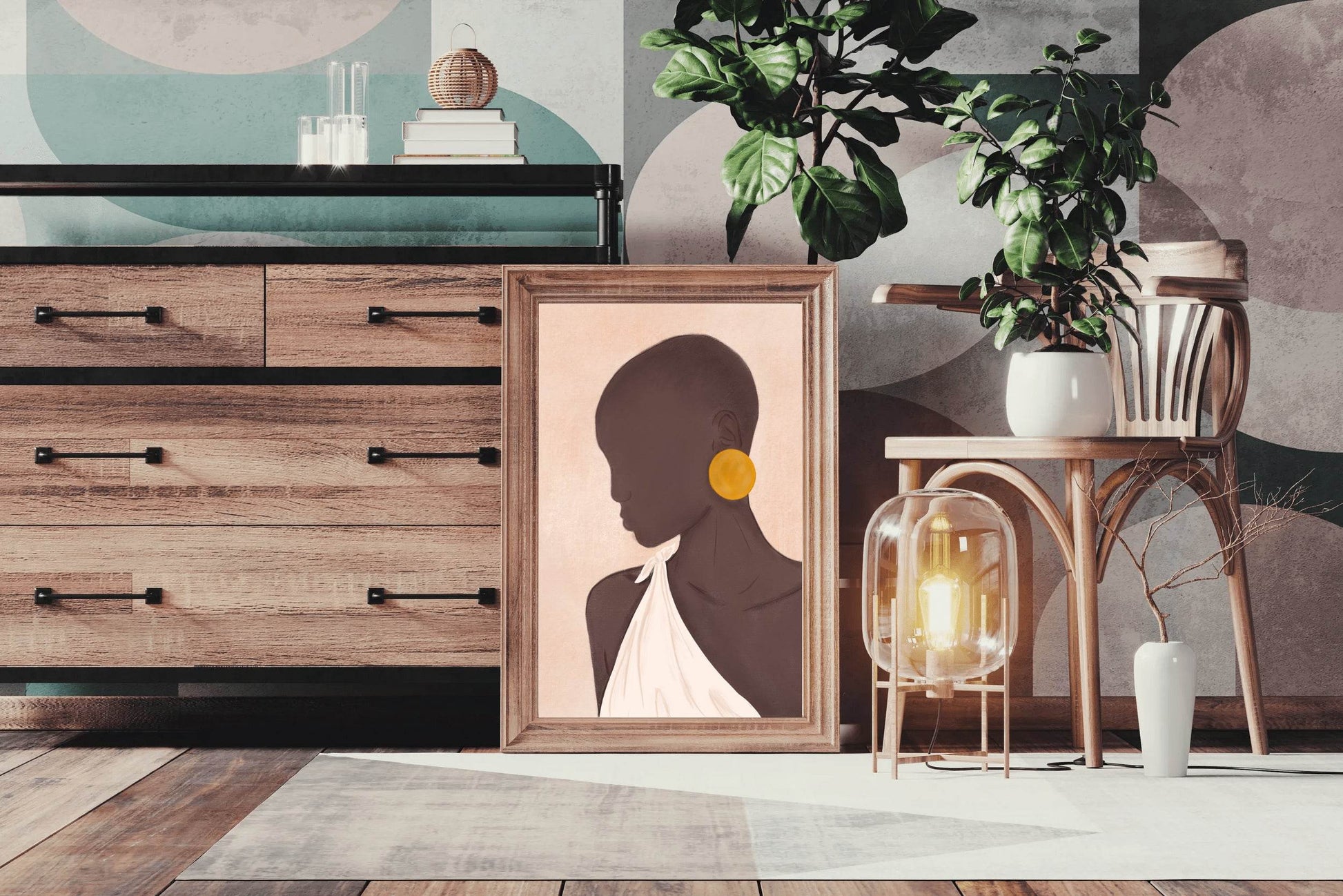 Portrait of A Black Woman With Earrings Wall Art - beink online art store