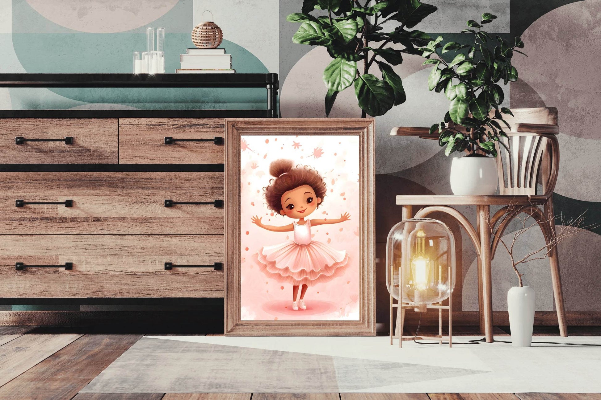 Drawing of Cute Little Girl Dancing - beink online art store