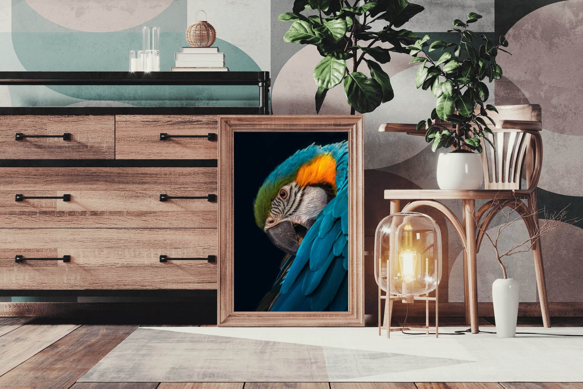 Closeup of Macaw Bird Wall Art - beink online art store