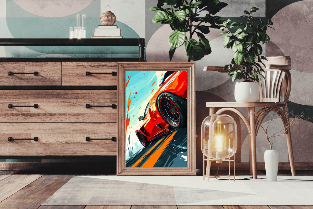Ferrari Red Cartoon Style Wall Art - beink online art store