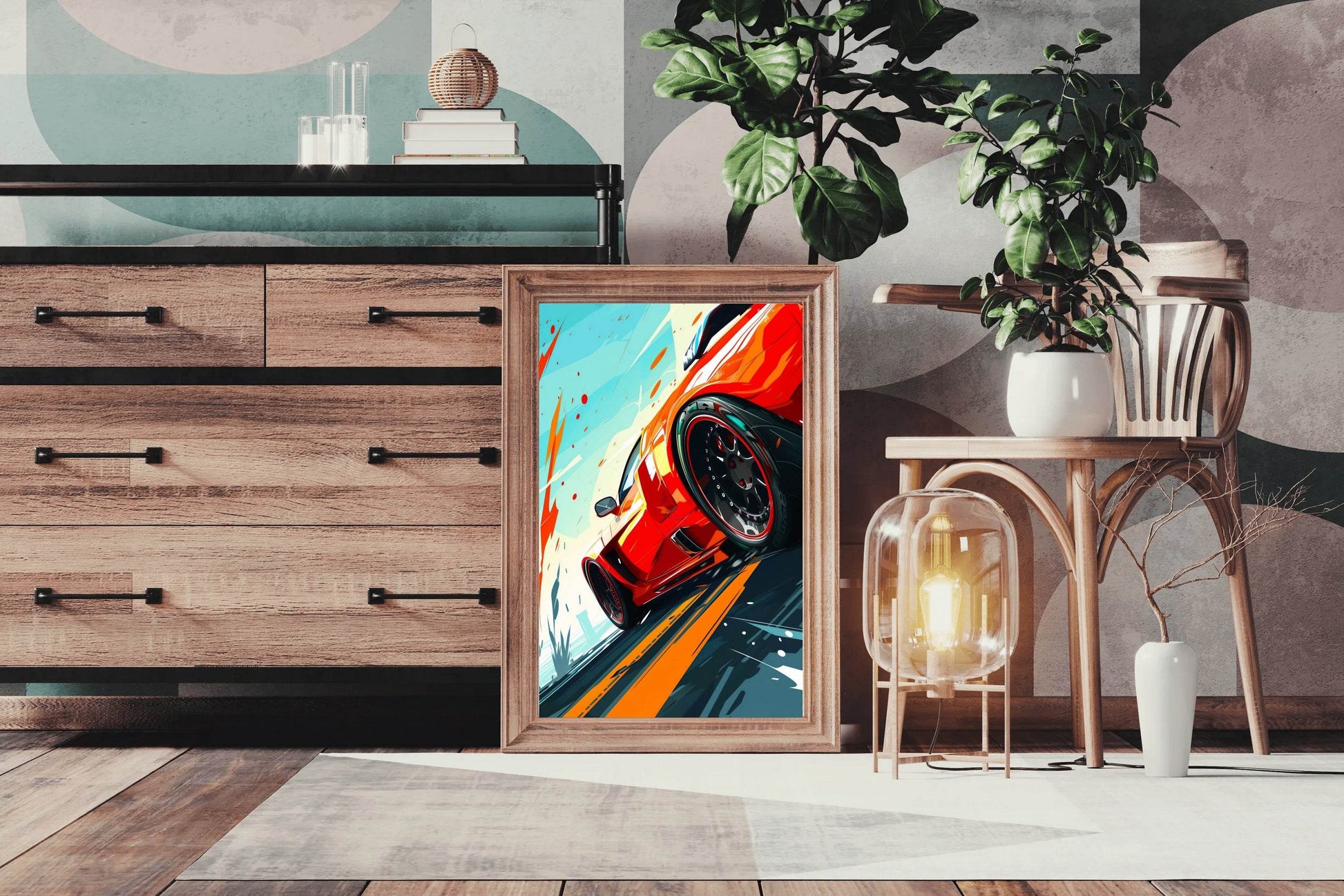 Ferrari Red Cartoon Style Wall Art - beink online art store