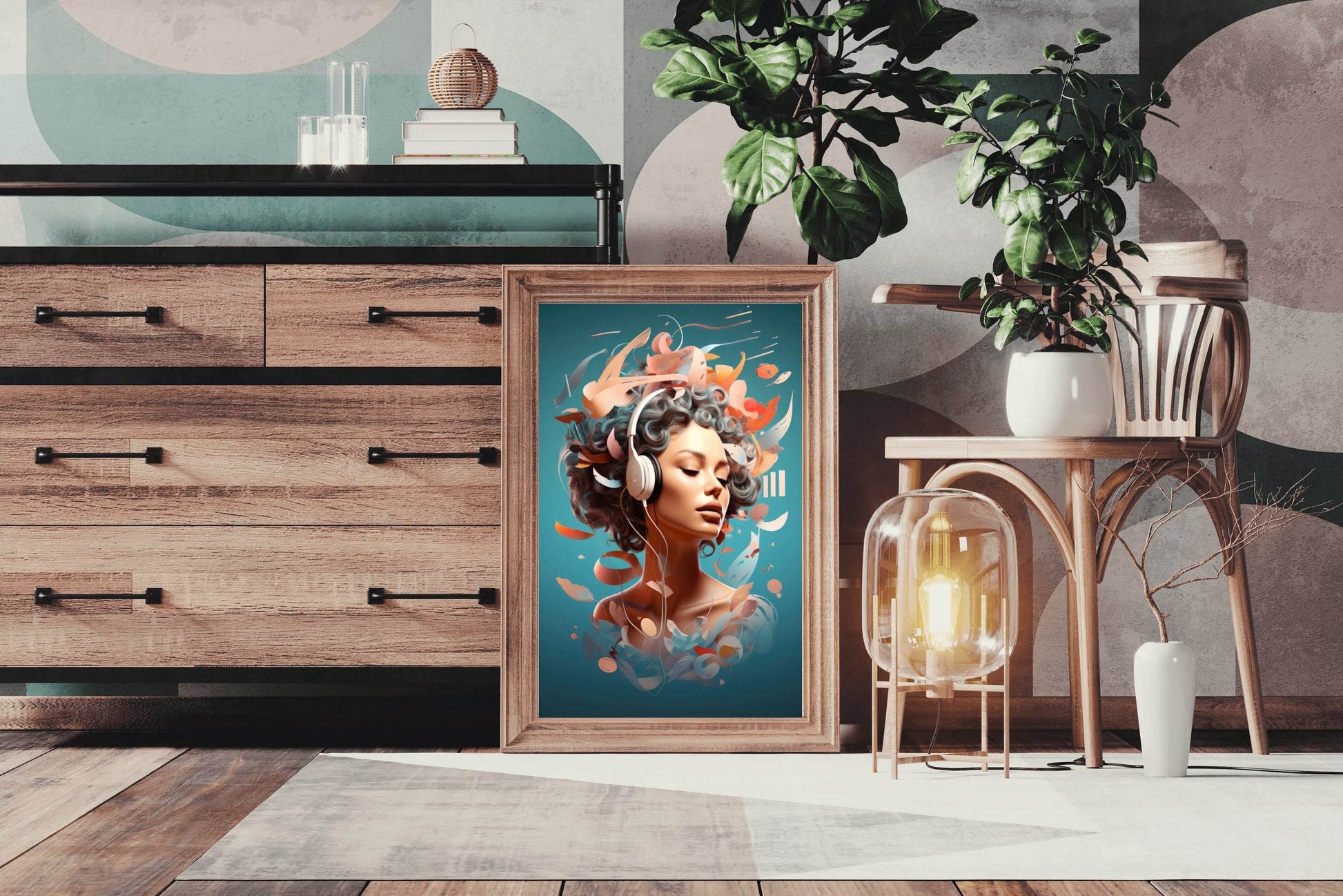 Anime Girl With Old Headphones Wall Art - beink online art store