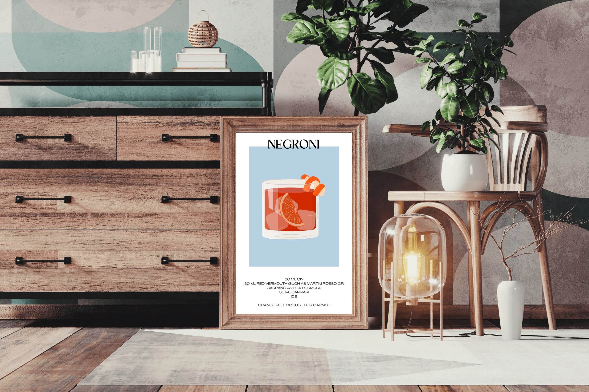 Negroni Cocktail Wall Art - beink online art store
