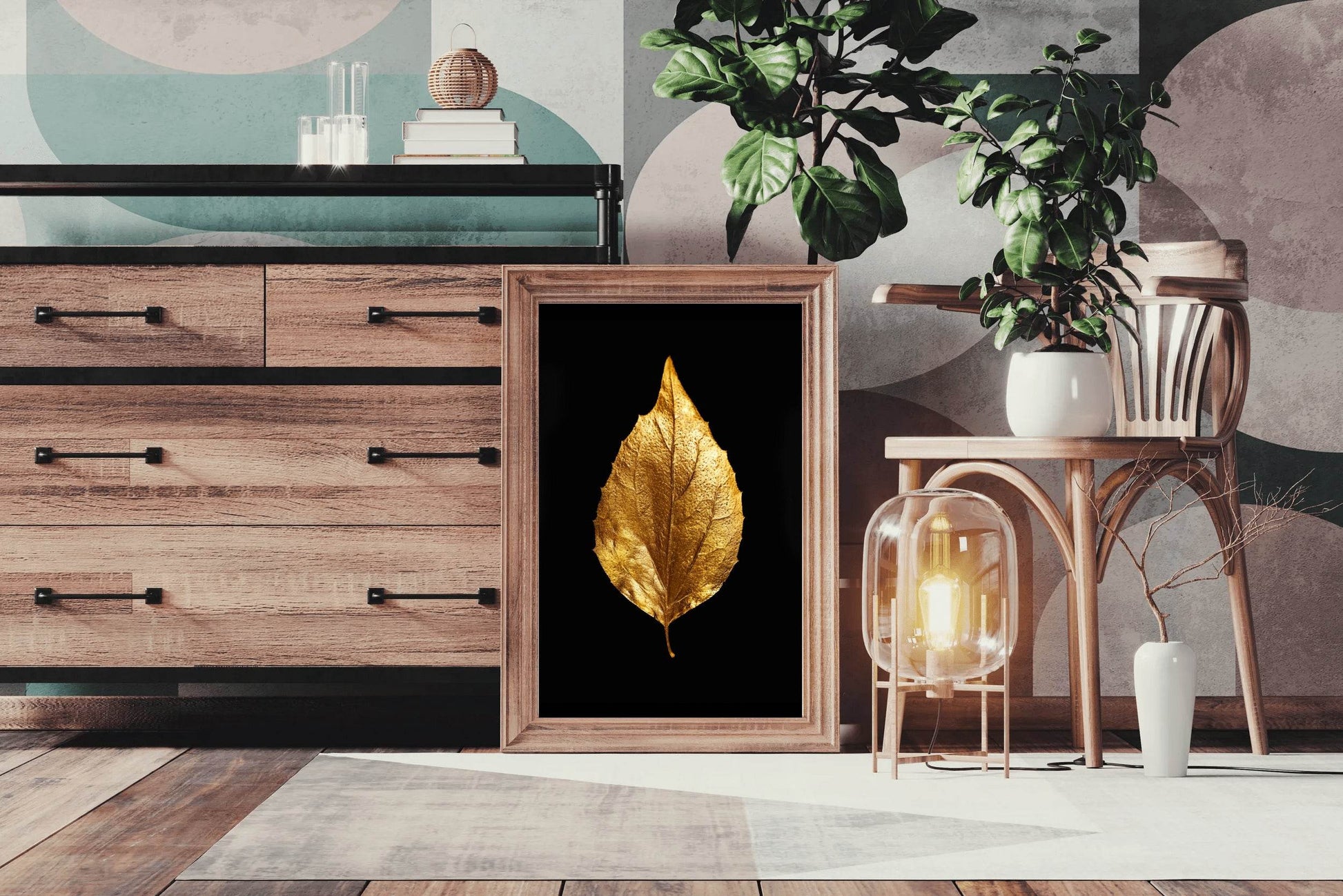 Golden And Black Dry Leave - beink online art store