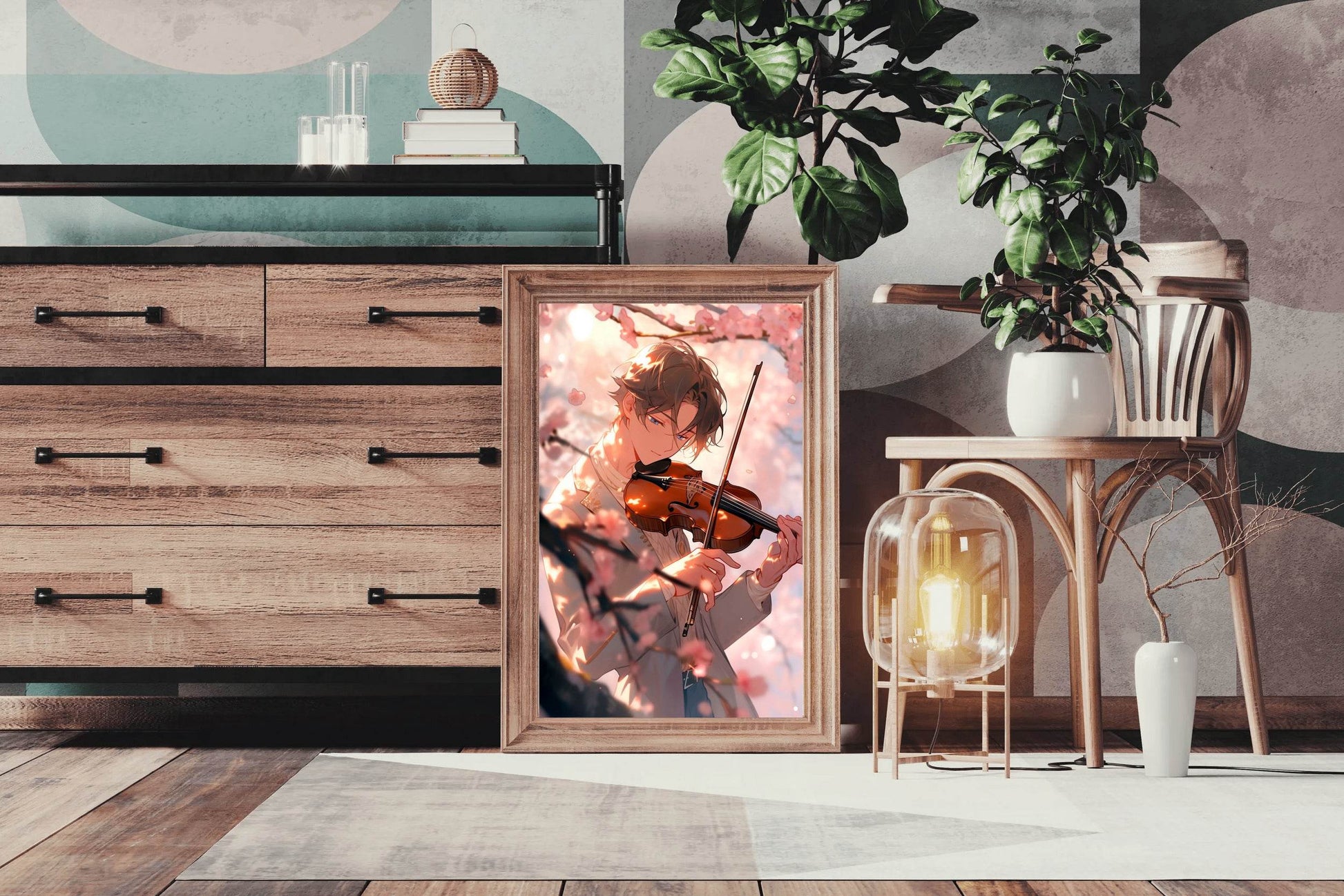 Young Anime Boy Playing violin Wall Art - beink online art store