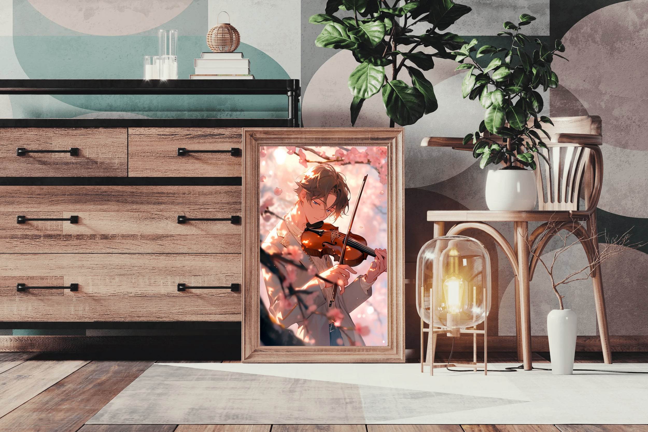 Young Anime Boy Playing violin Wall Art - beink online art store