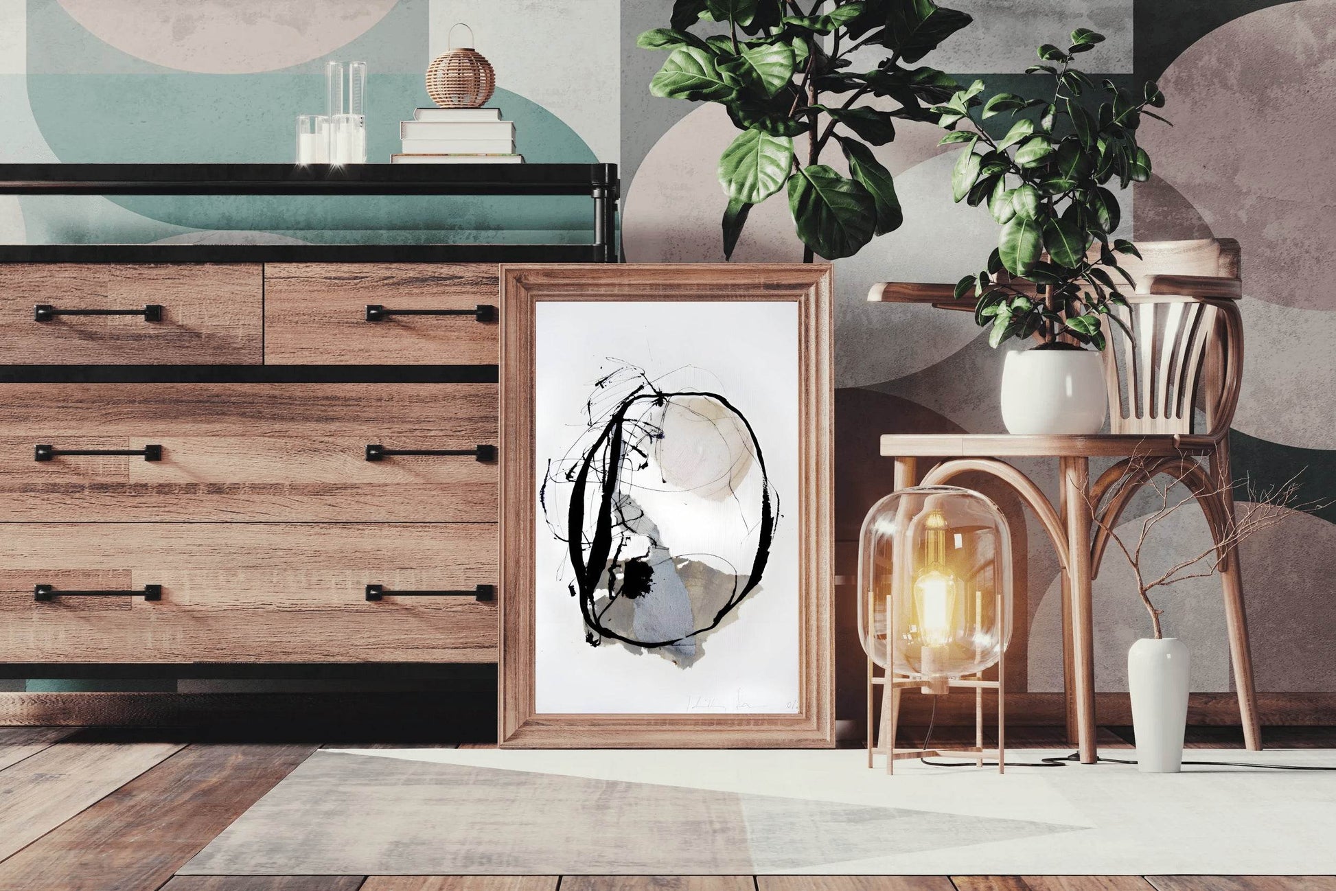 Cosmic Orbit Sketch Modern Wall Art - beink online art store