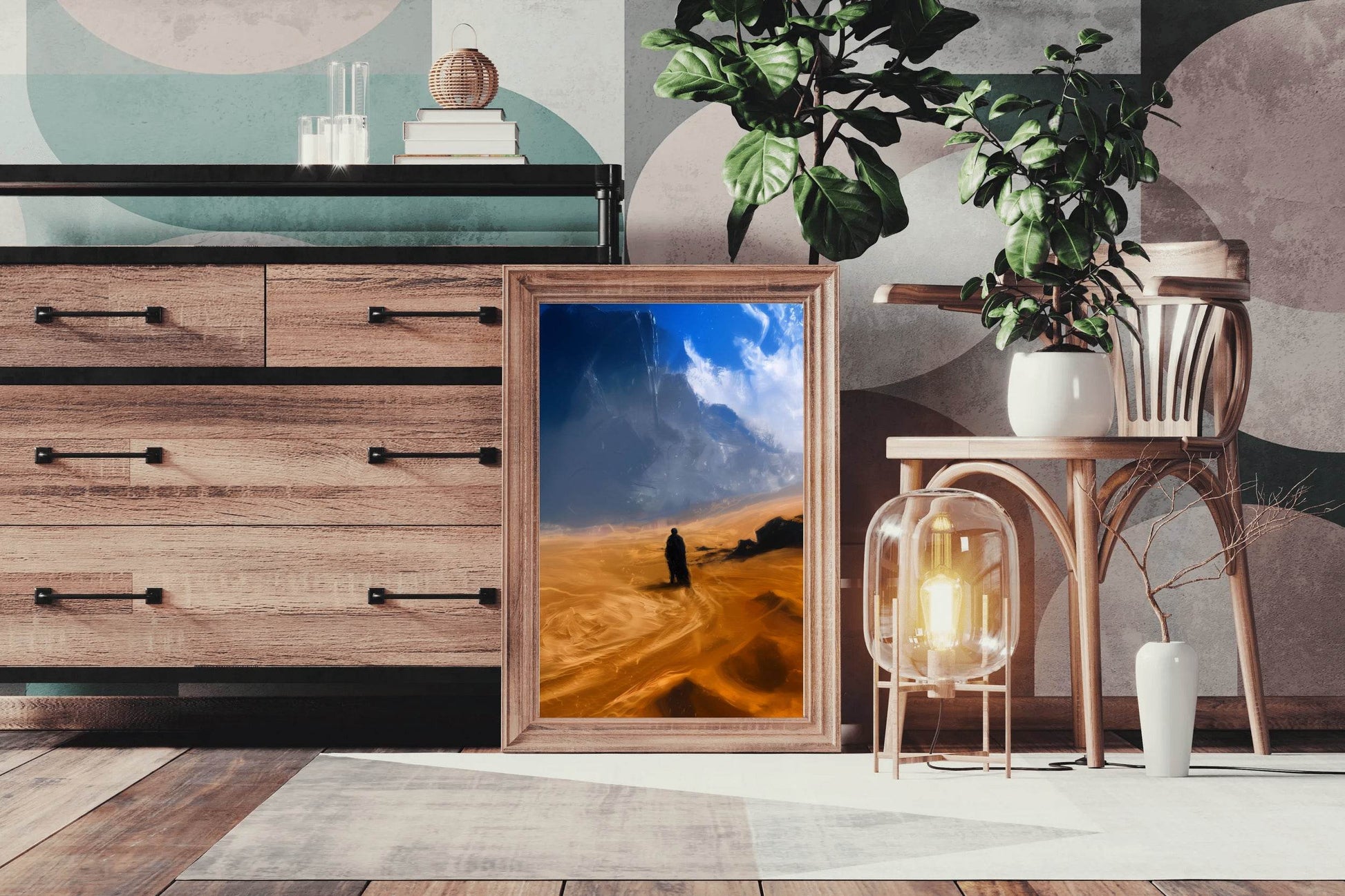 A Man in a Desert - Solitary Traveler Wall Art - beink online art store