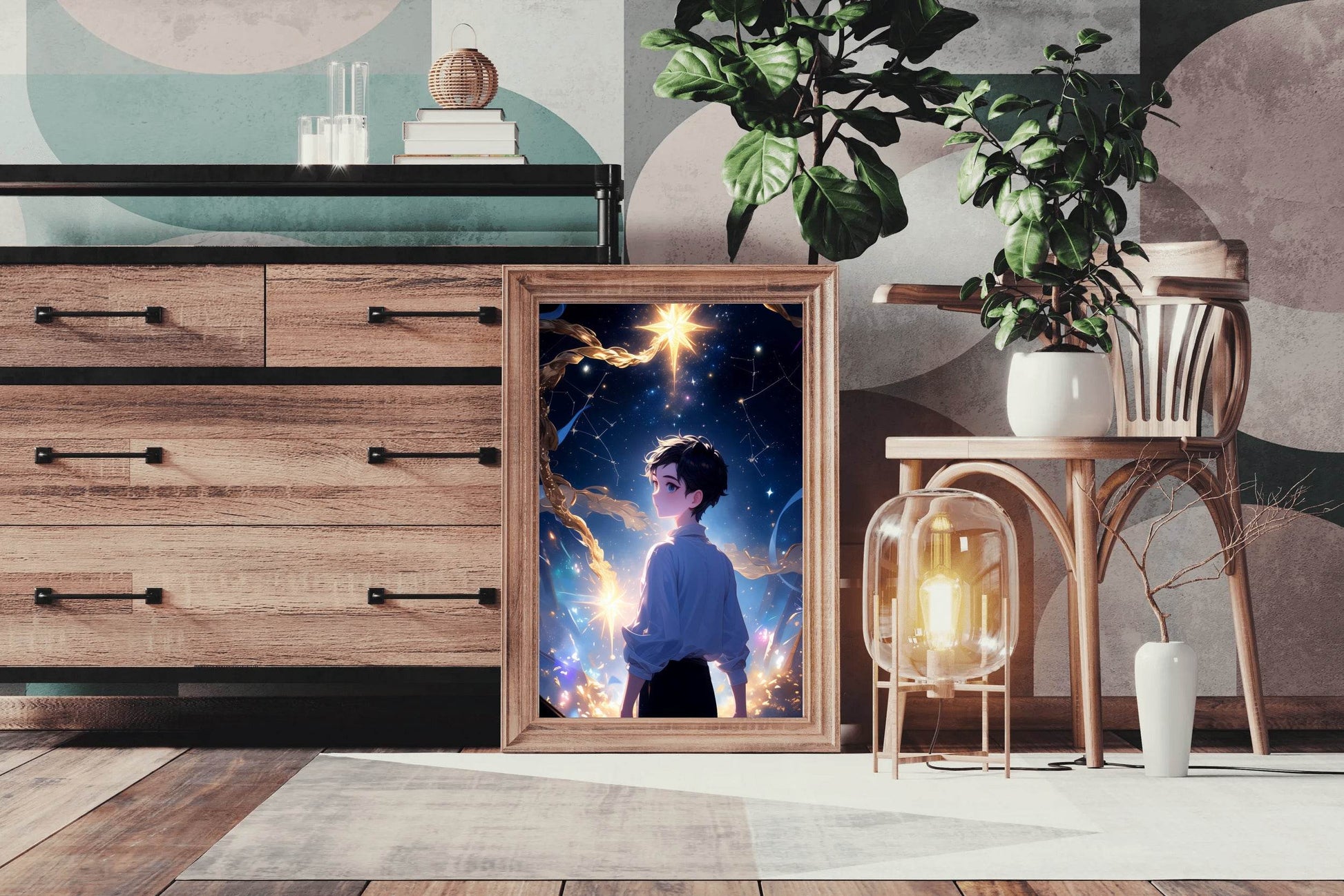 Portrait of Anime character with Stars Anime Wall Art - beink online art store