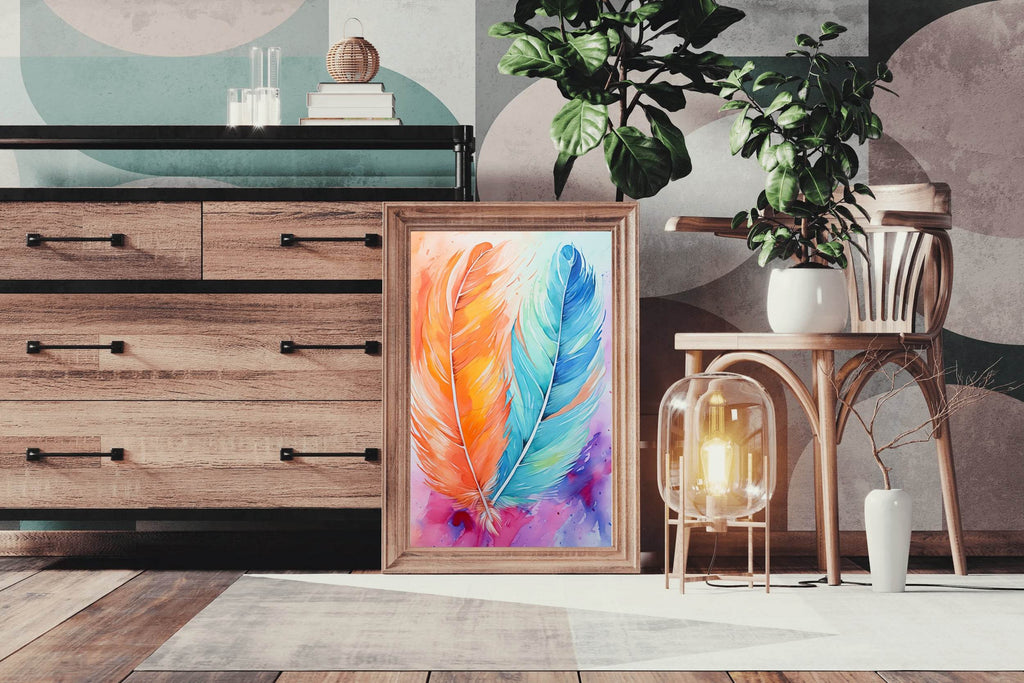Painting Colored Feathers Wall Art - beink online art store