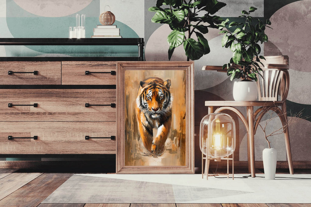 Colorful Water Color Paint of Walking Tiger Illustration - beink online art store