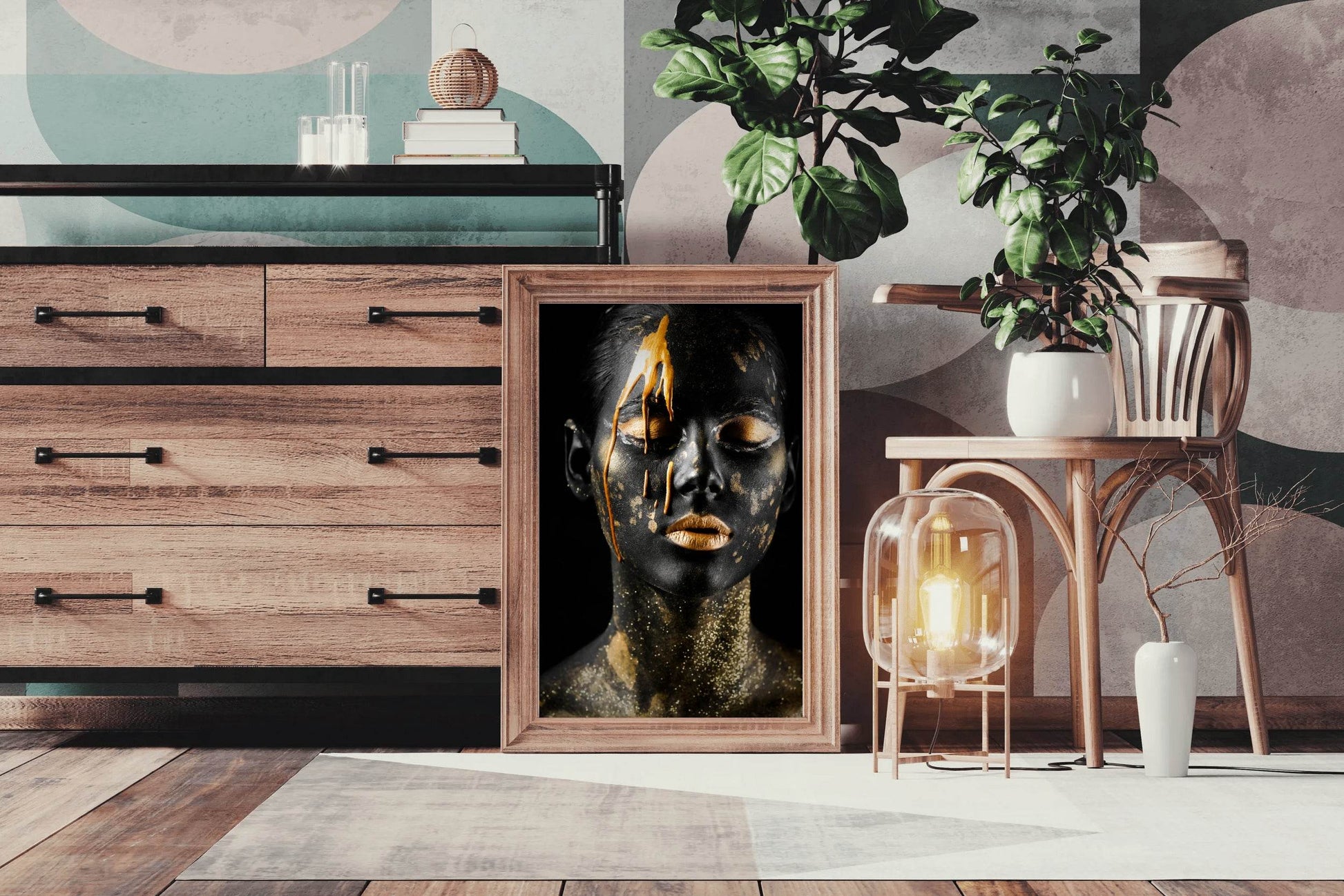 Black Woman Adorned in Gold Wall Art - beink online art store