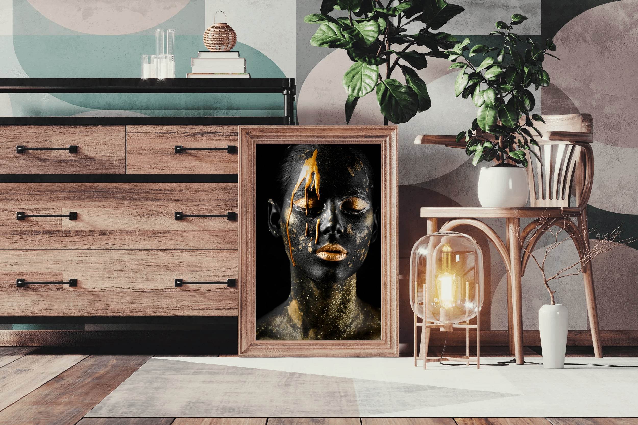 Black Woman Adorned in Gold Wall Art - beink online art store