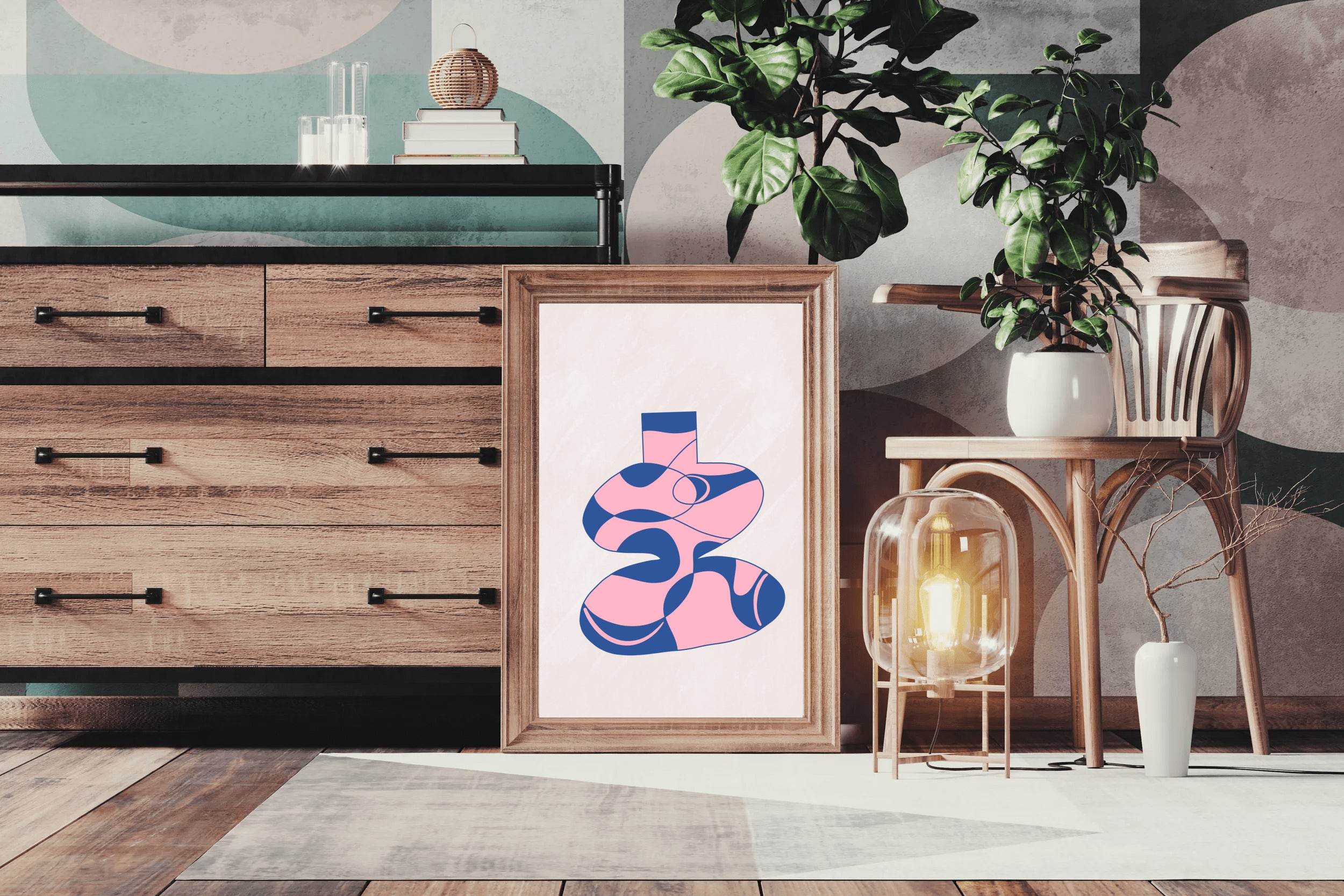Pink Patterned Vase Wall Art - beink online art store