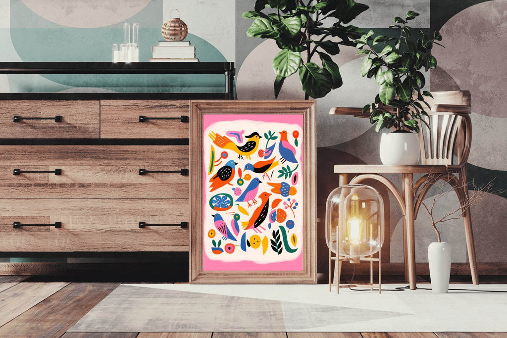 Painting Different Colored Birds Wall Art - beink online art store