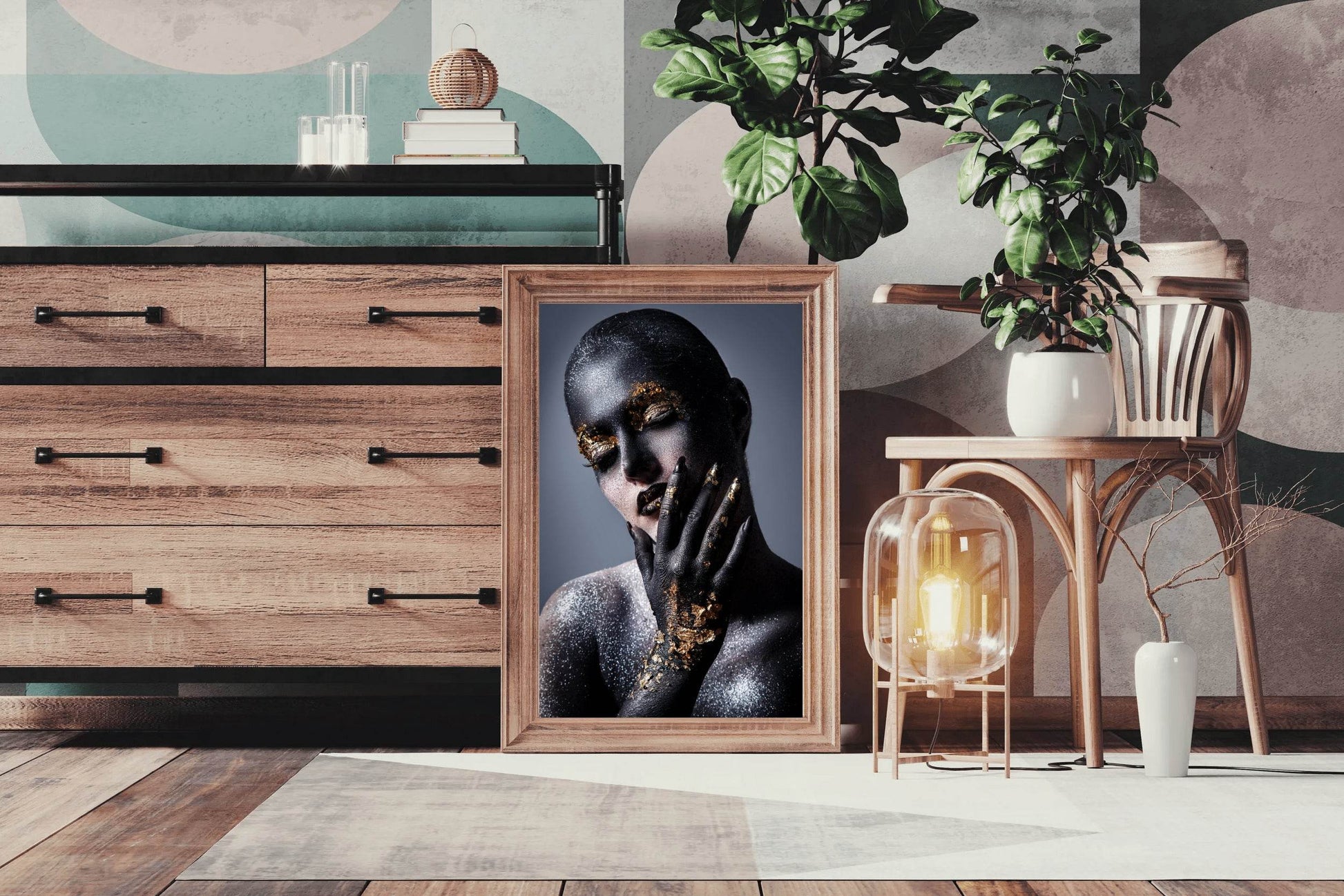 Beautiful Makeup of Golden Mascara Wall Art - beink online art store