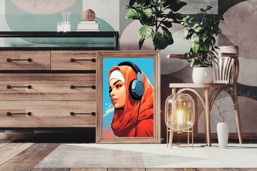 Modern Anime Hijab Girl Wall Art - beink online art store