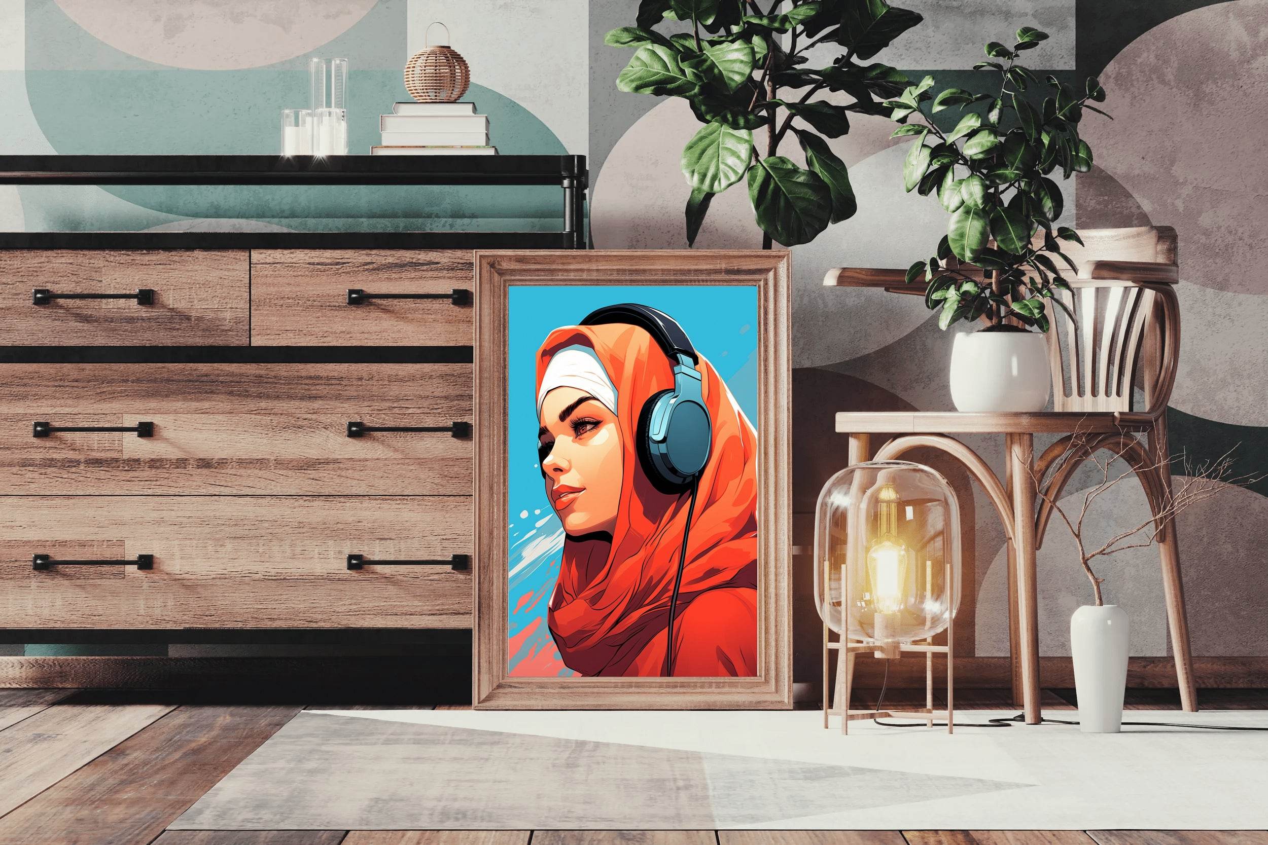 Modern Anime Hijab Girl Wall Art - beink online art store