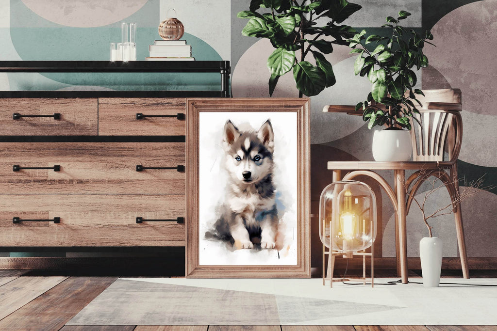 Watercolor Painting of Siberian Husky - beink online art store