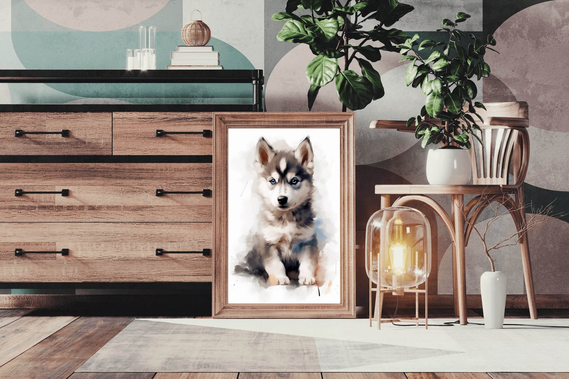 Watercolor Painting of Siberian Husky - beink online art store