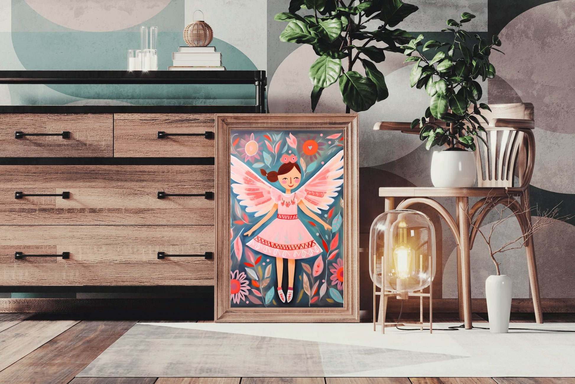 Watercolor Illustration of Dancing Girl In Pink Dress - beink online art store