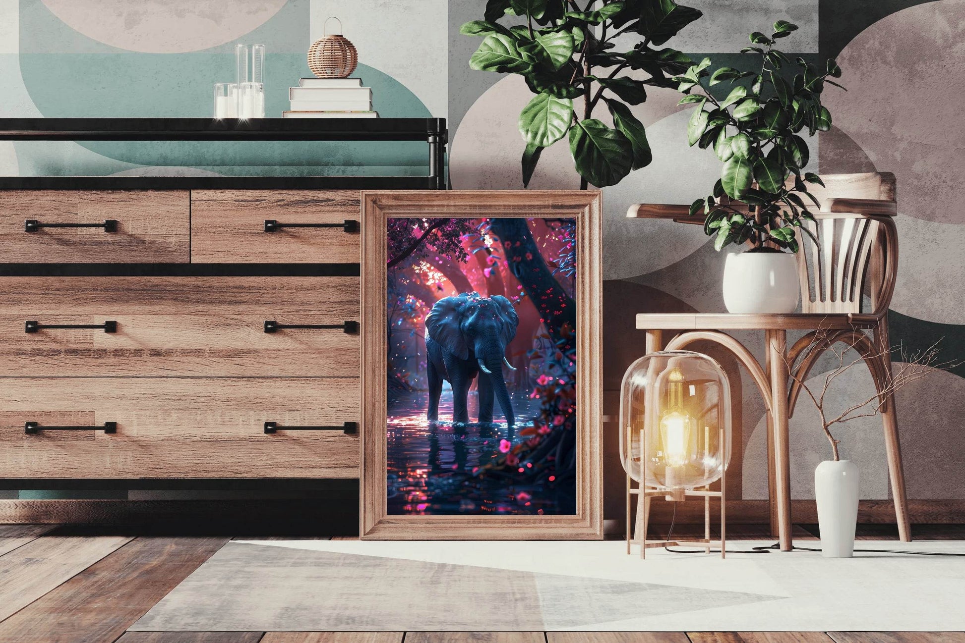 Abstract African Bush Elephant Animal Wall Art - beink online art store