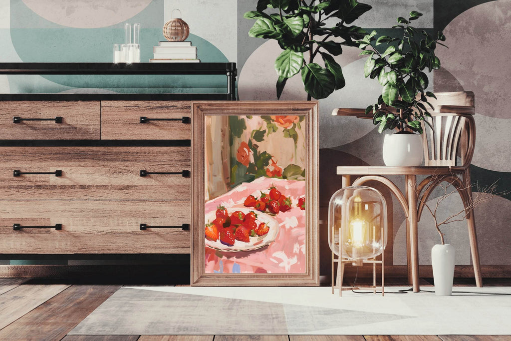 Bowl Freshly Picked Strawberries Wall Art - beink online art store
