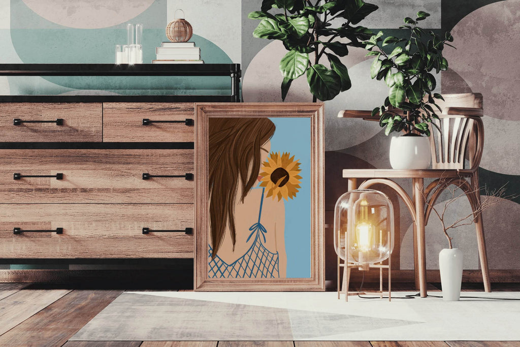 Girl With a Sunflower Wall Art - beink online art store
