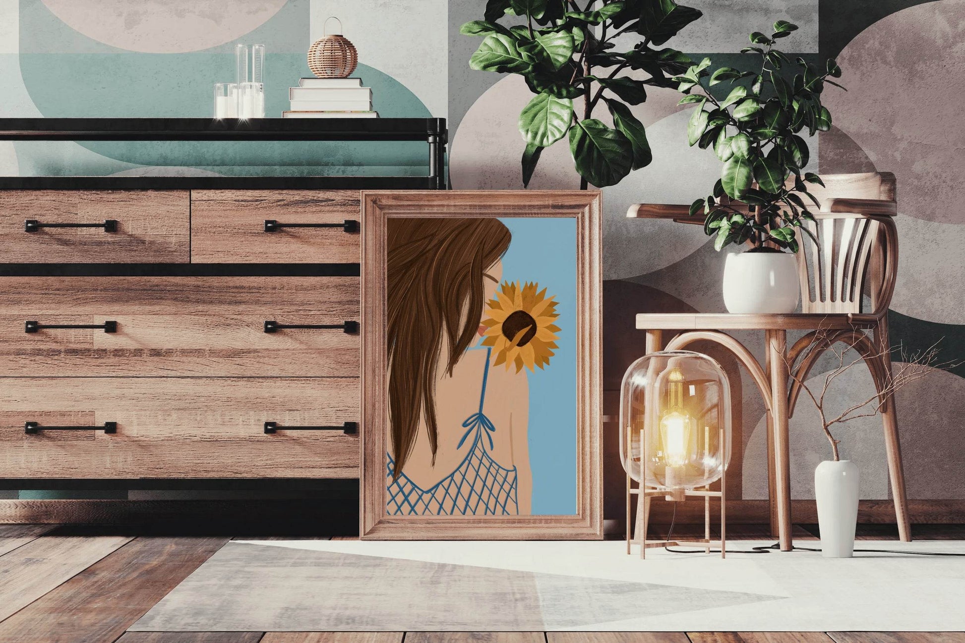 Girl With a Sunflower Wall Art - beink online art store