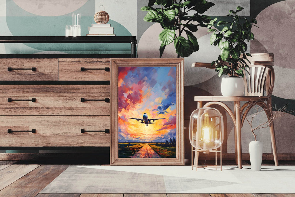 Drawing Of Airplane Takeoff Wall Art - beink online art store