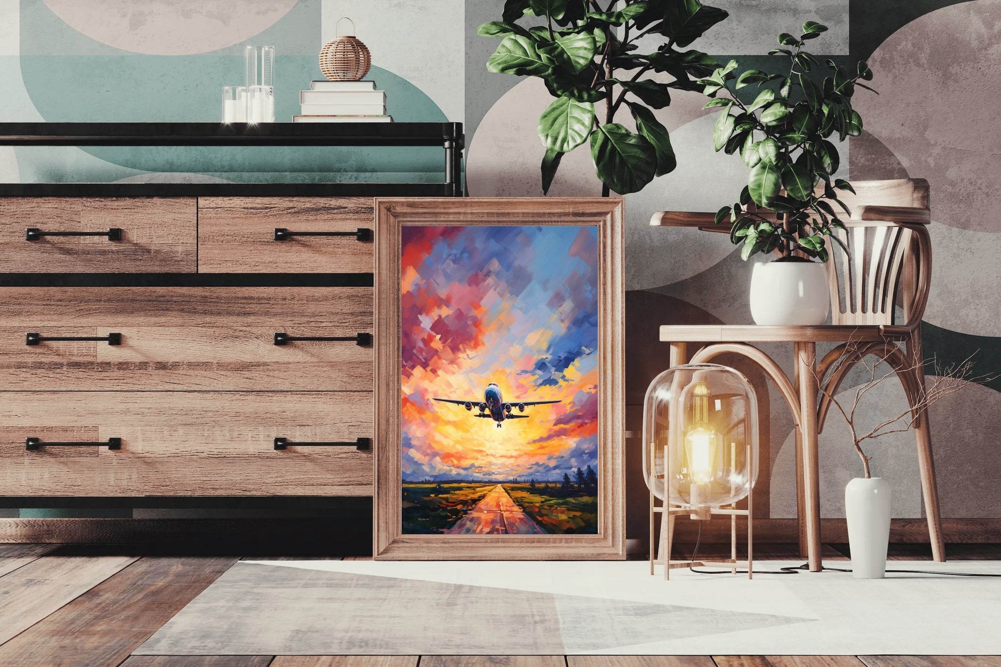 Drawing Of Airplane Takeoff Wall Art - beink online art store