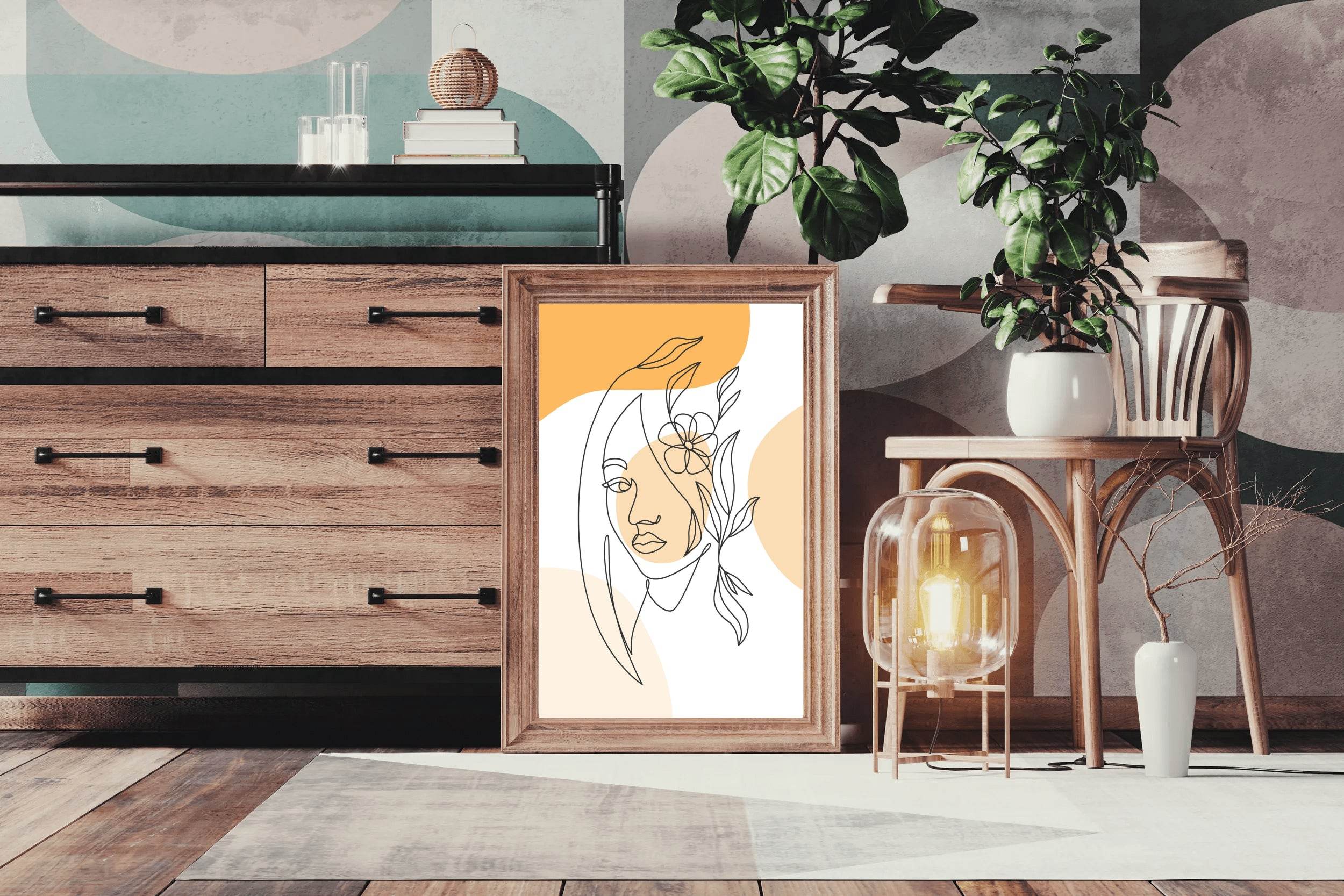 Minimal Flower Crown Design Wall Art - beink online art store