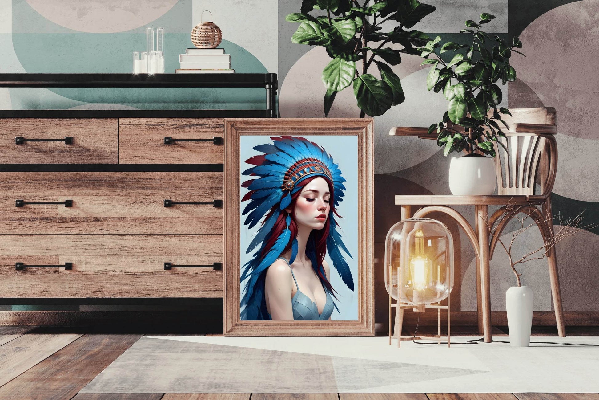 Native American Serenity in Feathers Wall Art - beink online art store