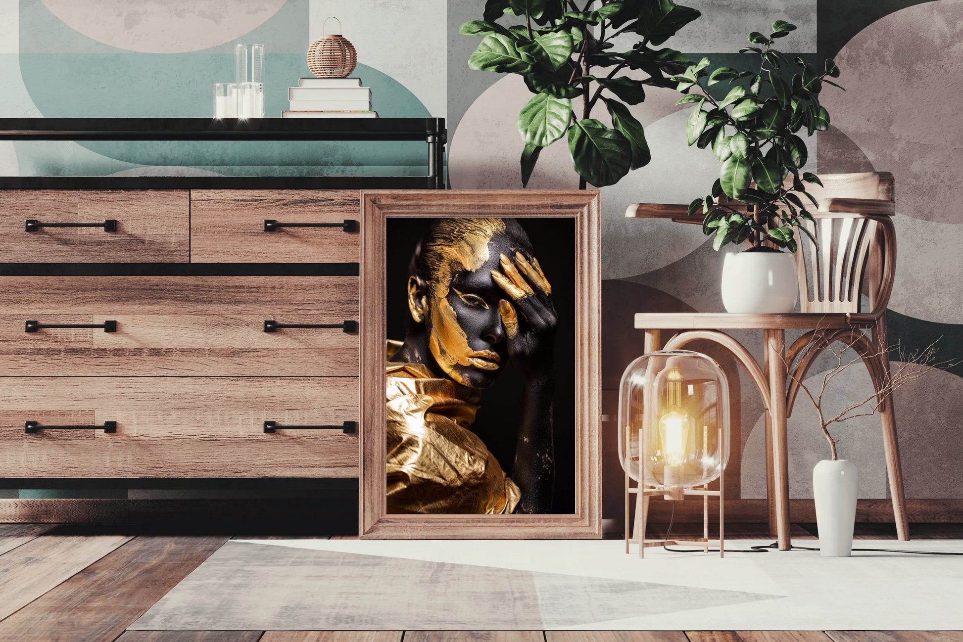 African Woman Gold $ Black Wall Art - beink online art store
