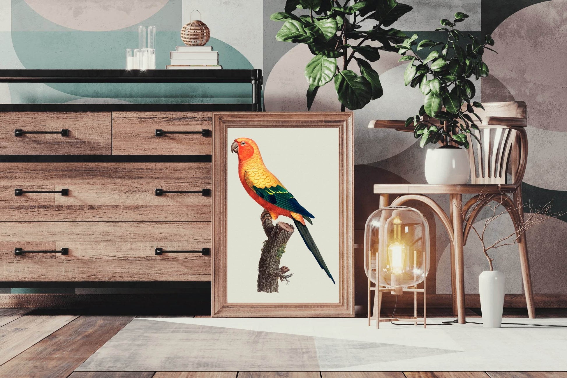 Painting of Sun Conure Parrot Wall Art - beink online art store