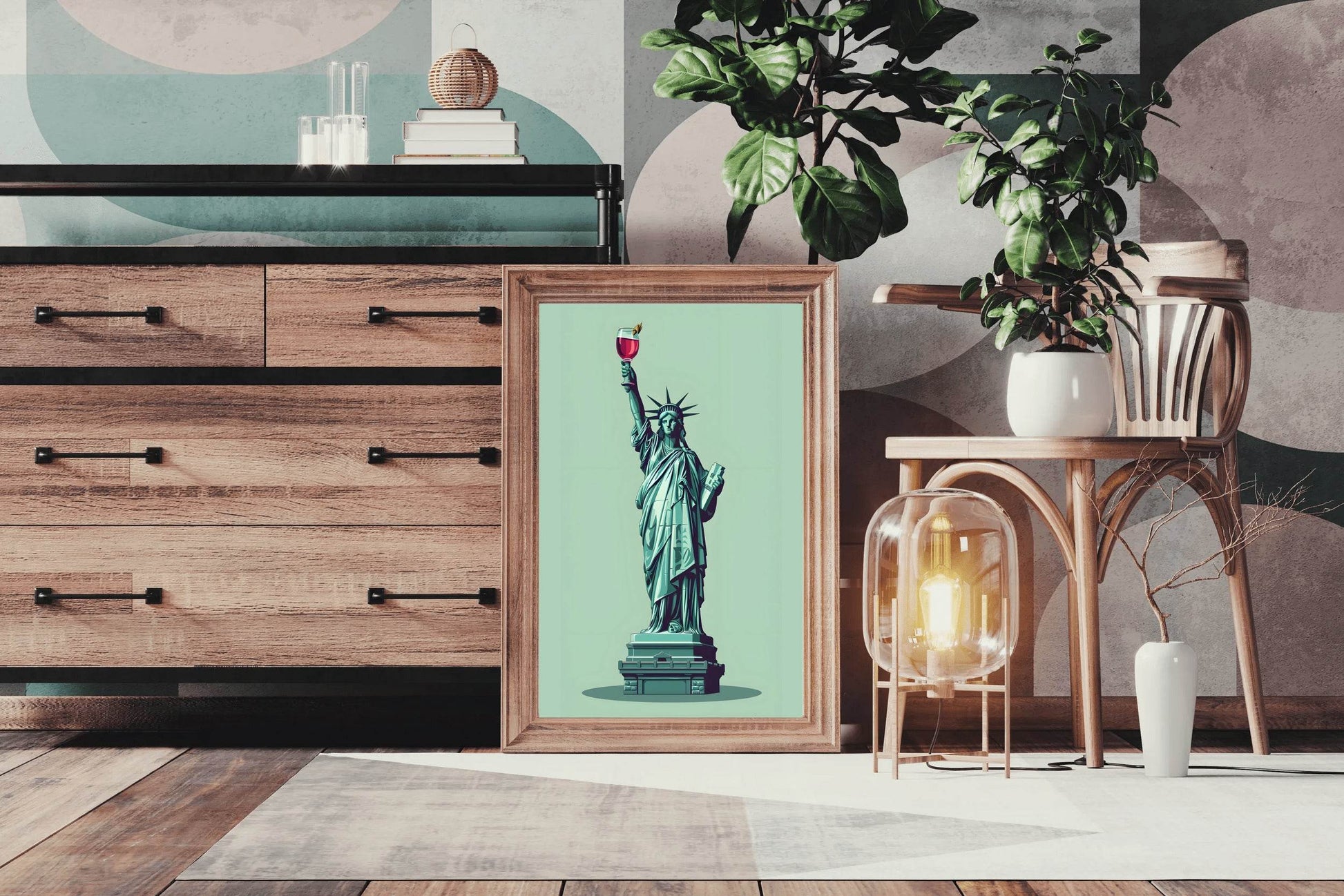 Statue of Liberty Holding Wine Wall Art - beink online art store