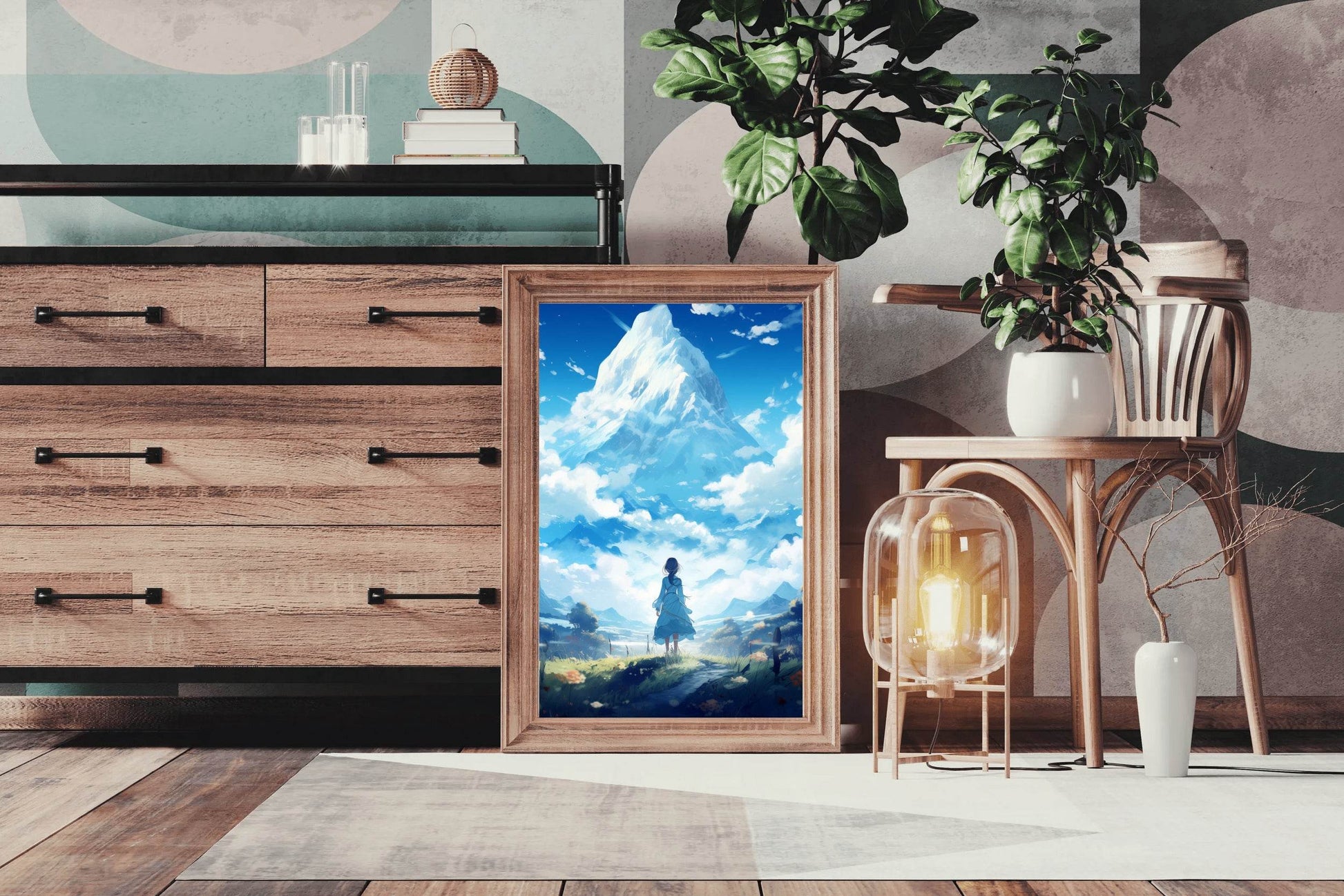 Fantasy Anime Style Scene in Mountain Wall Art - beink online art store