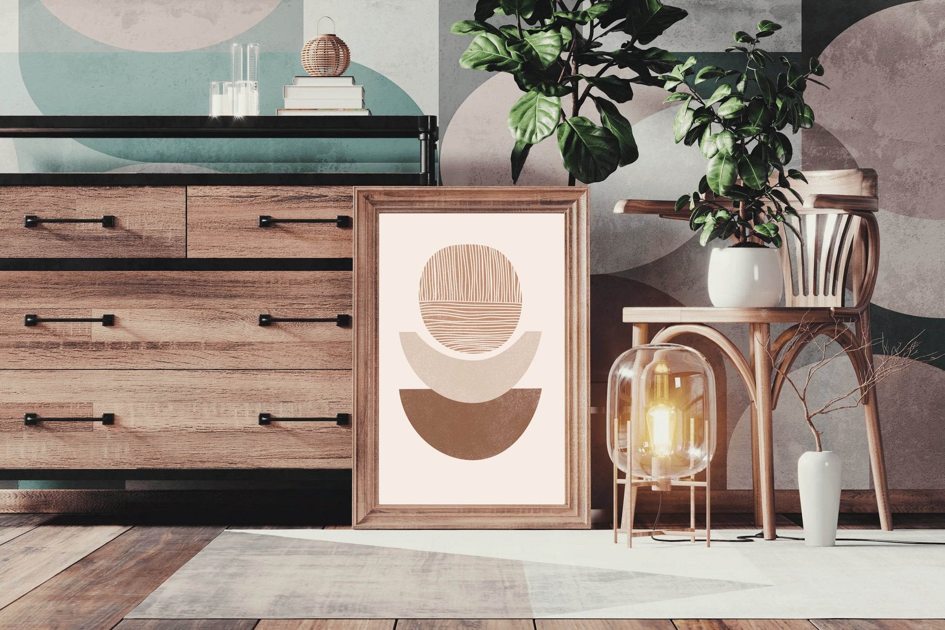Abstract with Geometric Shapes and Warm Colors ArtWork - beink online art store