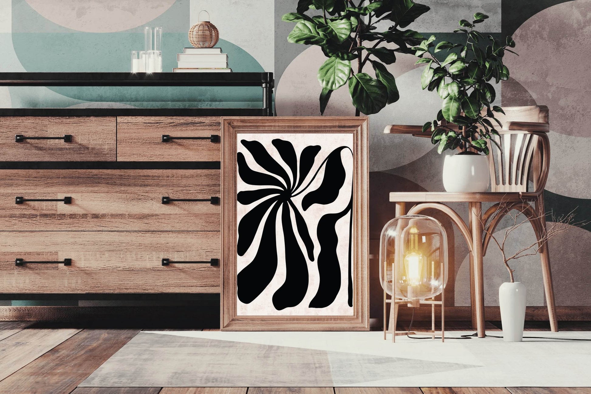 Abstract Art Black flower ArtWork - beink online art store