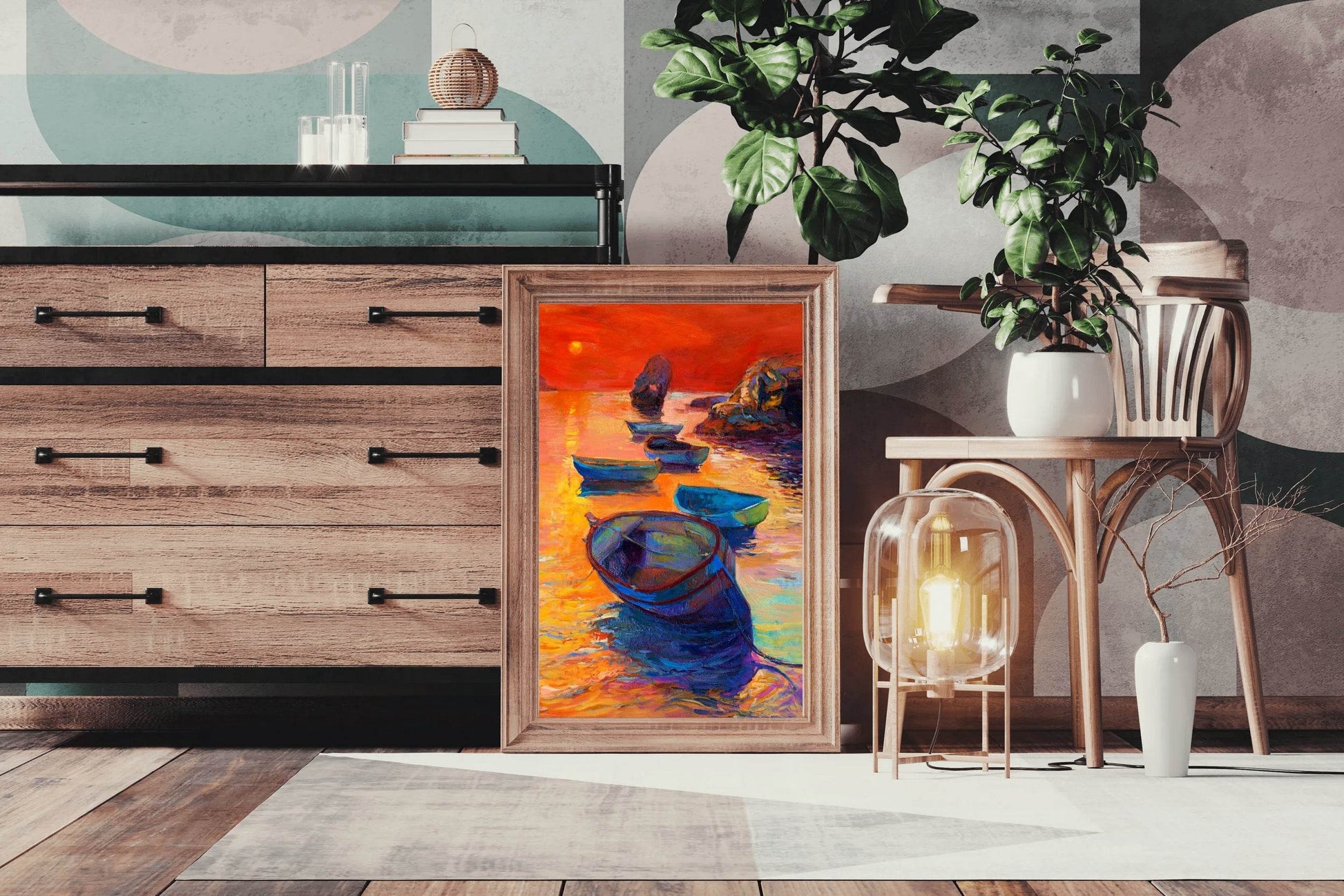 Small Boats at Sunset Wall Art - beink online art store