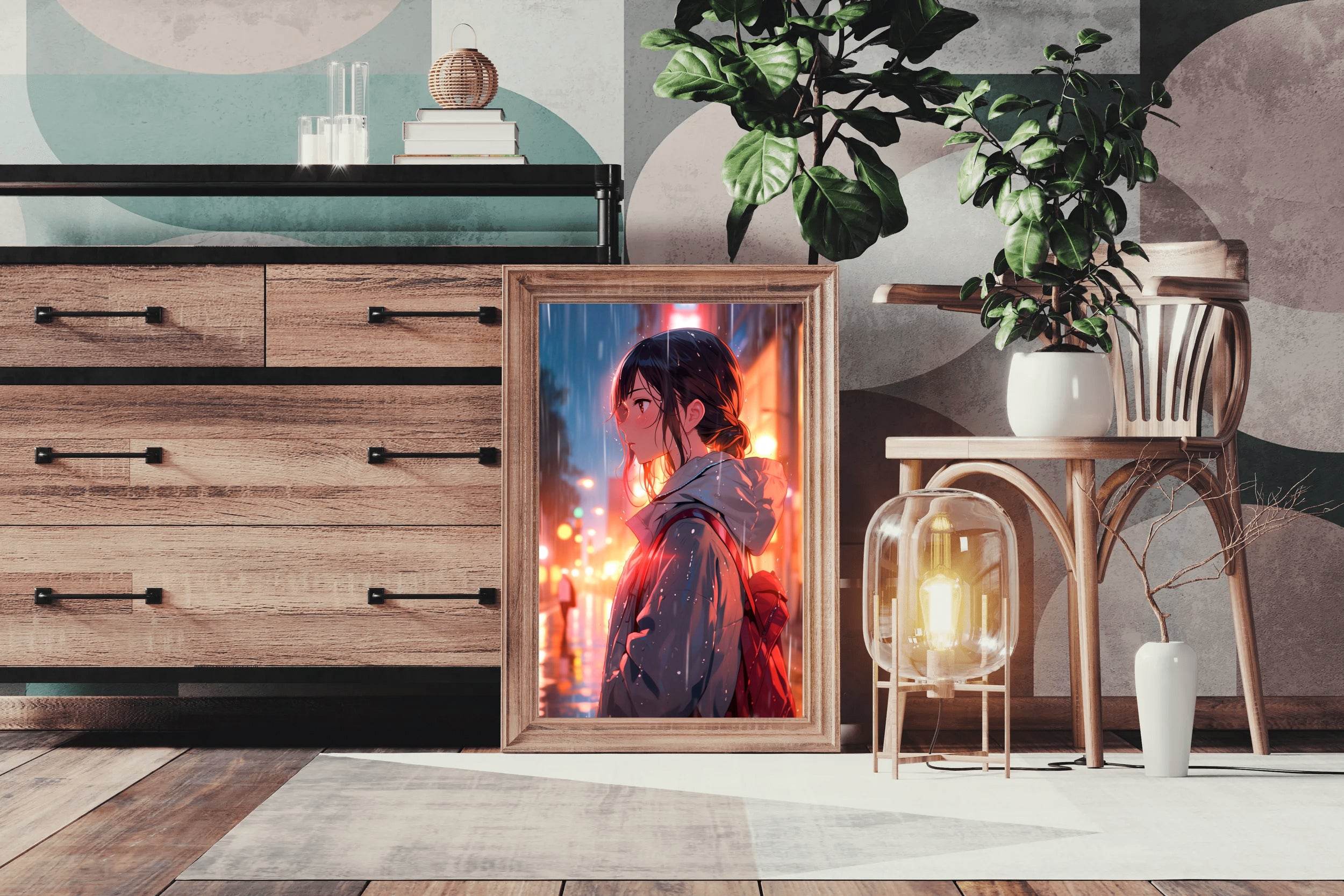 Anime Girl In The Rain Anime Wall Art - beink online art store