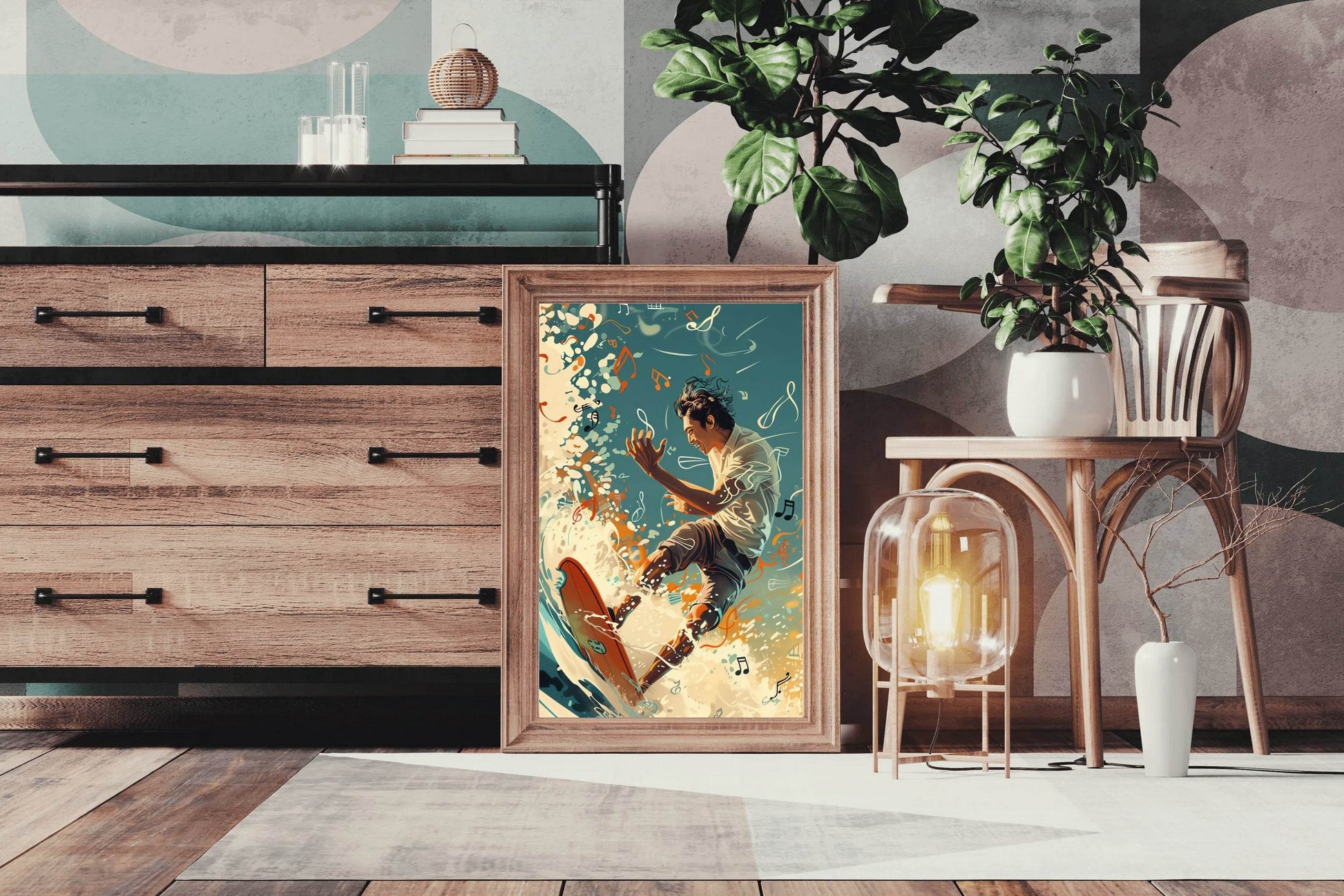 Skiing On Musical Notes Wall Art - beink online art store